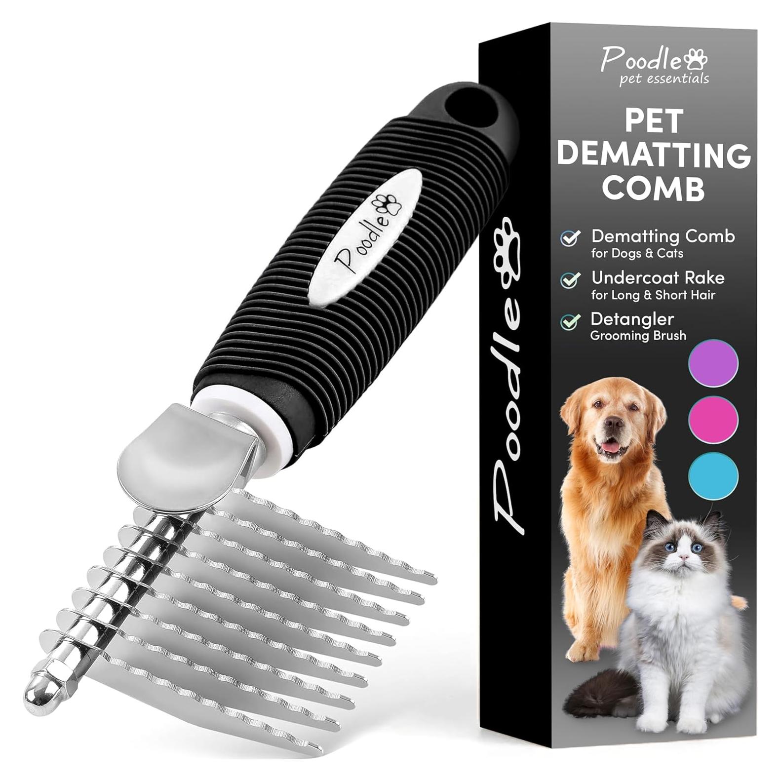 Rastrillo Deshedding Poodlie para Perros y Gatos - Cuchillas de Acero 6.35 cm