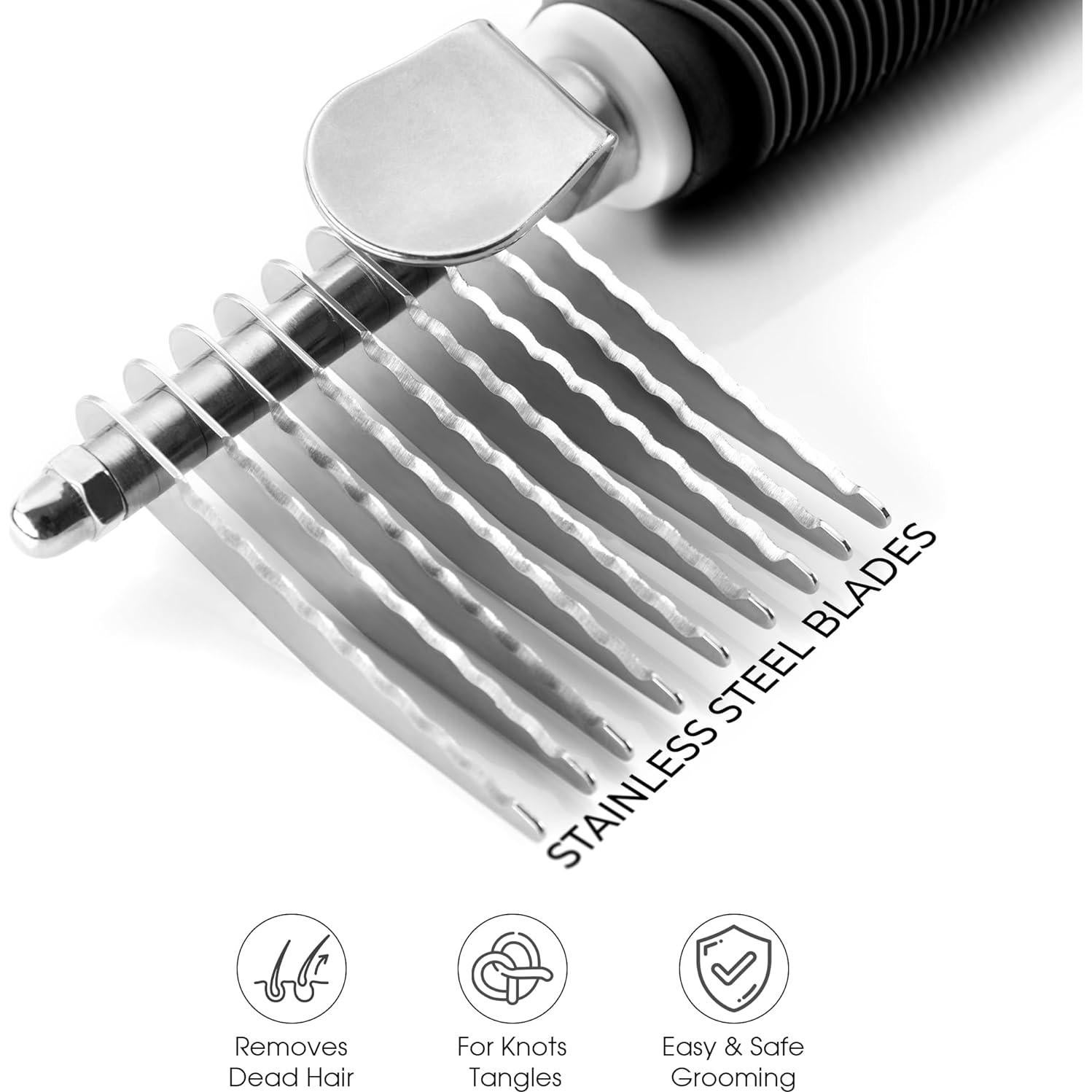 Rastrillo Deshedding Poodlie para Perros y Gatos - Cuchillas de Acero 6.35 cm