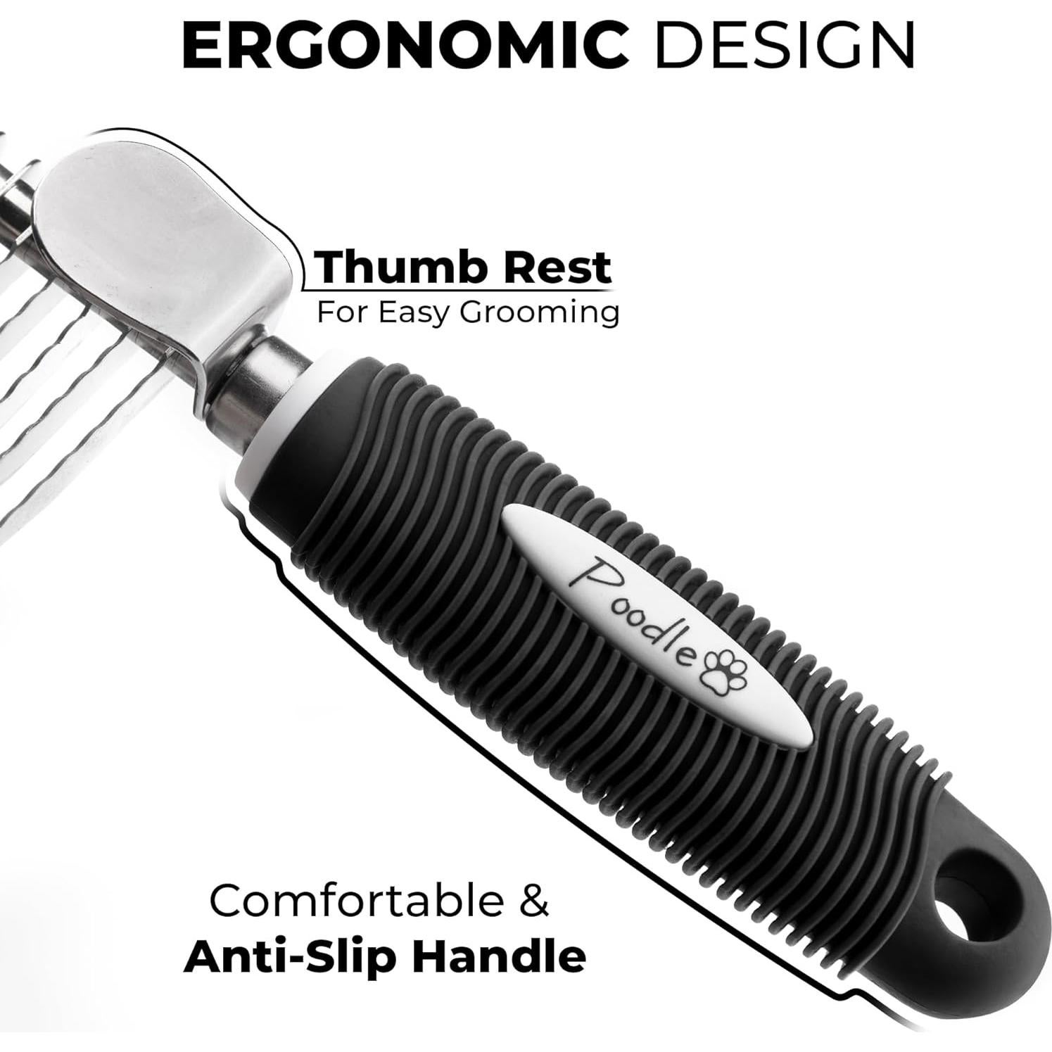 Rastrillo Deshedding Poodlie para Perros y Gatos - Cuchillas de Acero 6.35 cm