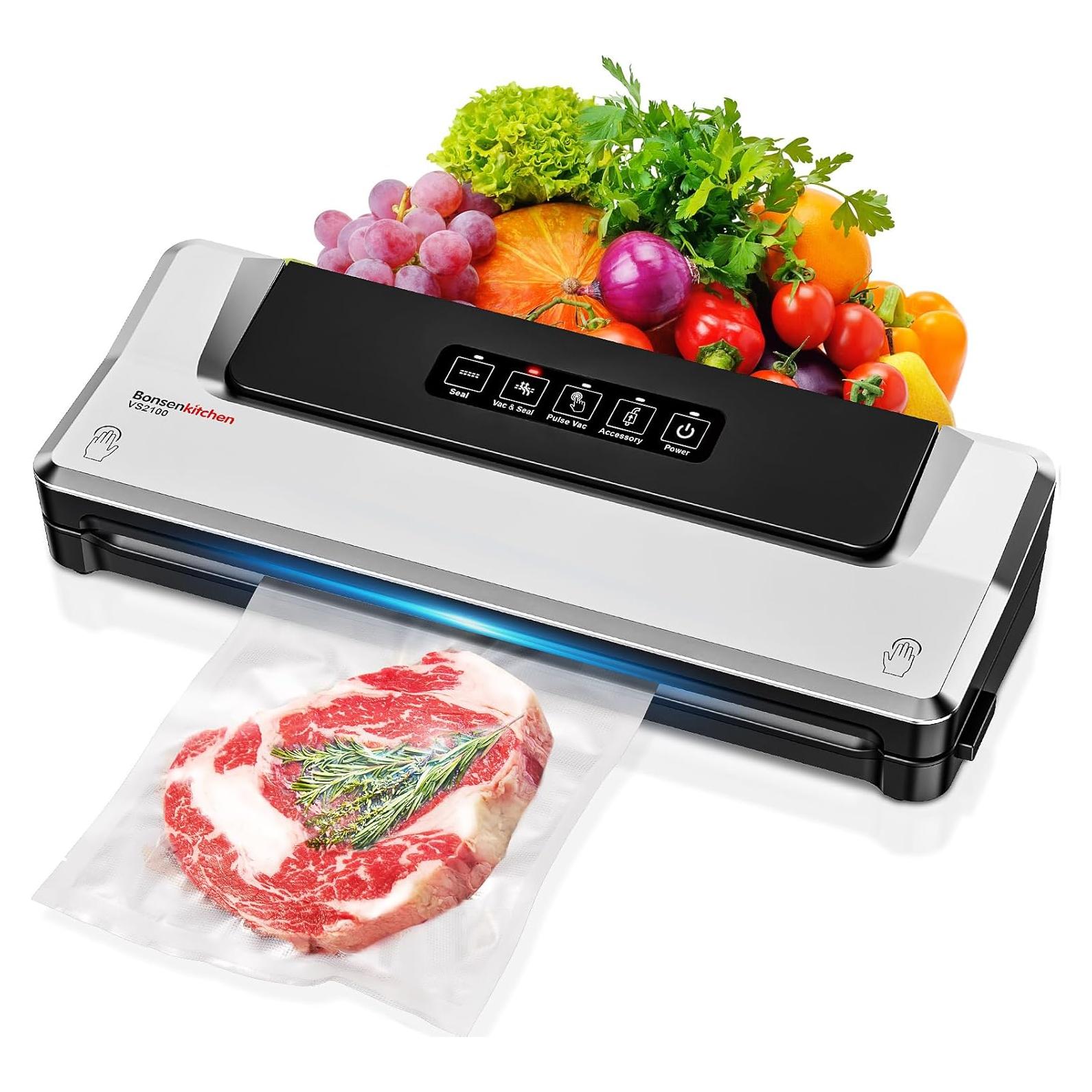 Selladora al Vacío Bonsenkitchen V100-T 4 en 1 Compacta Plata