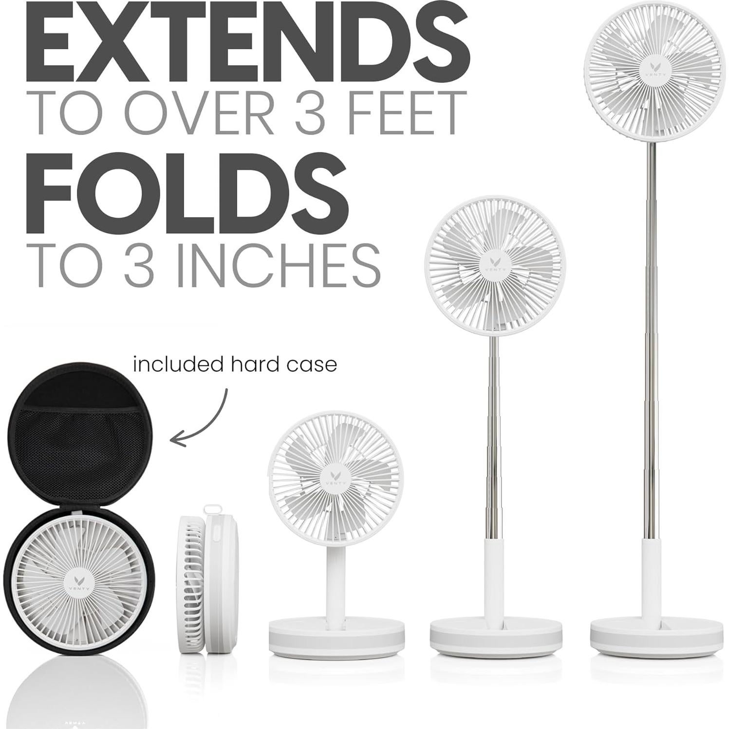 Ventilador Portátil VENTY - Inalámbrico 4 Velocidades LED