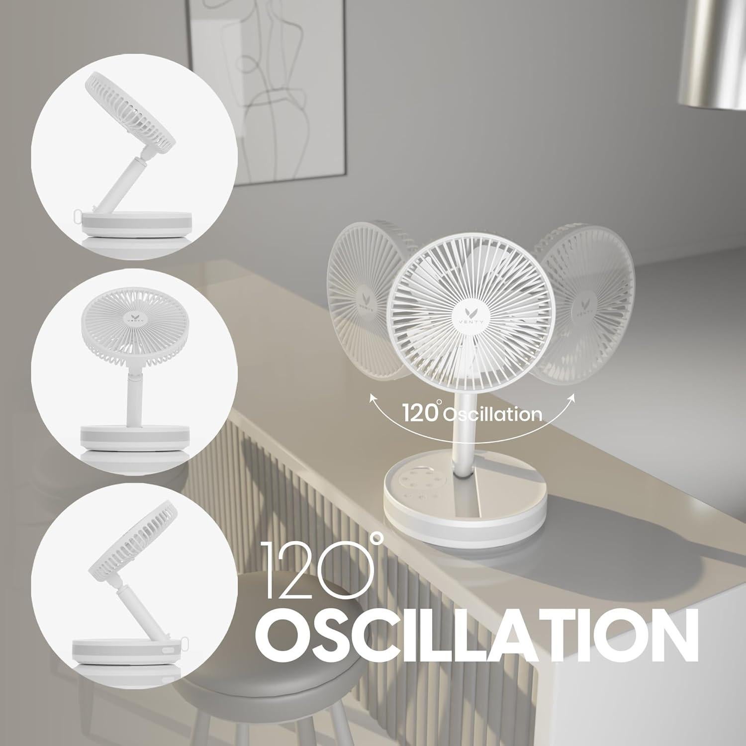 Ventilador Portátil VENTY - Inalámbrico 4 Velocidades LED