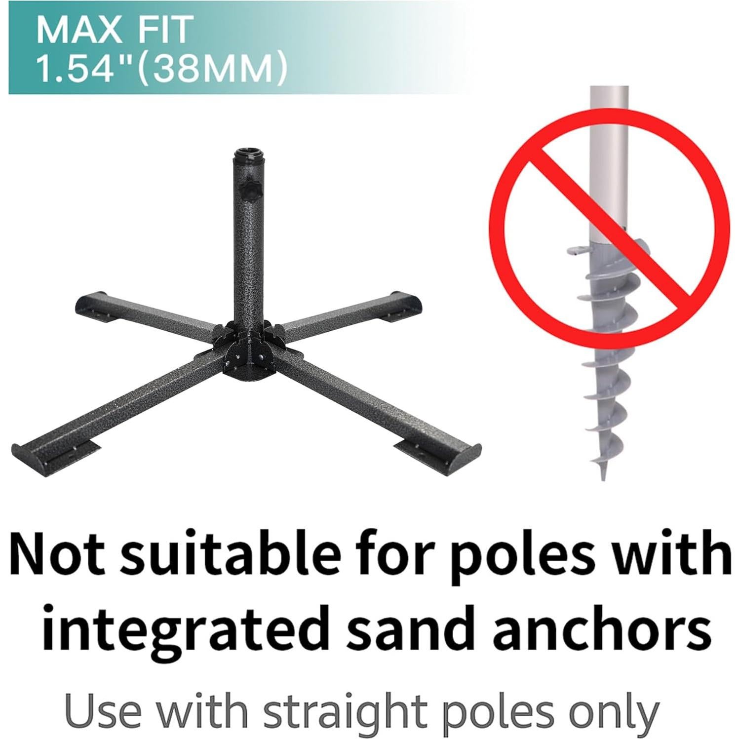 AMMSUN Foldable Portable Beach Umbrella Stand-Portable Patio Umbrella Base Holder,Iron Patio Umbrella Stand for Courtyard,Garden,Beach,Grass (Black)