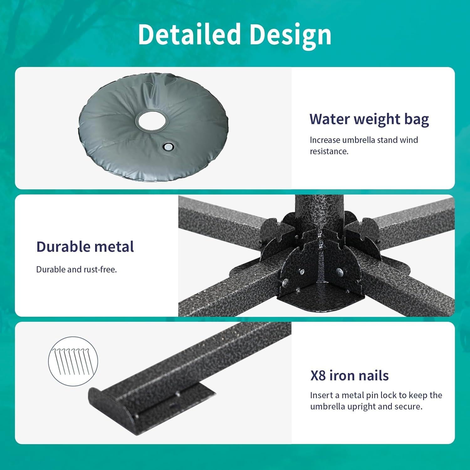 AMMSUN Foldable Portable Beach Umbrella Stand-Portable Patio Umbrella Base Holder,Iron Patio Umbrella Stand for Courtyard,Garden,Beach,Grass (Black)