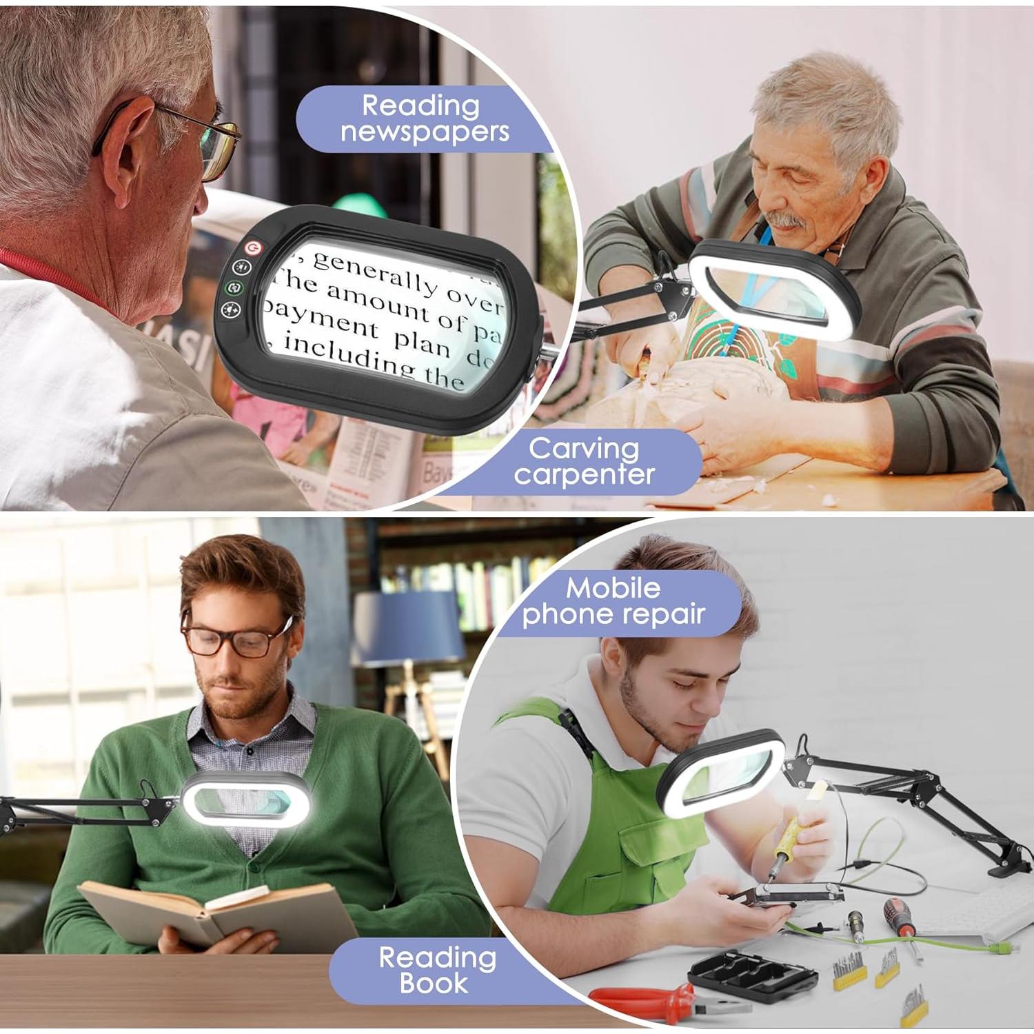 Lupa Drdefi 10X con Luz LED y Soporte Abrazadera