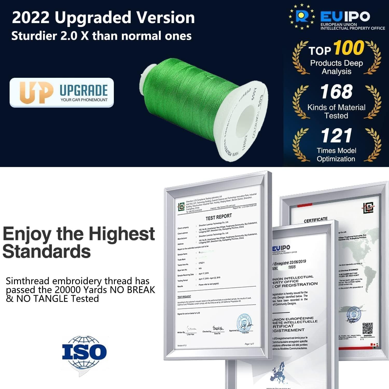 Juego de 15 Bobinas de Hilo de Bordado Simthread 1000m Azul