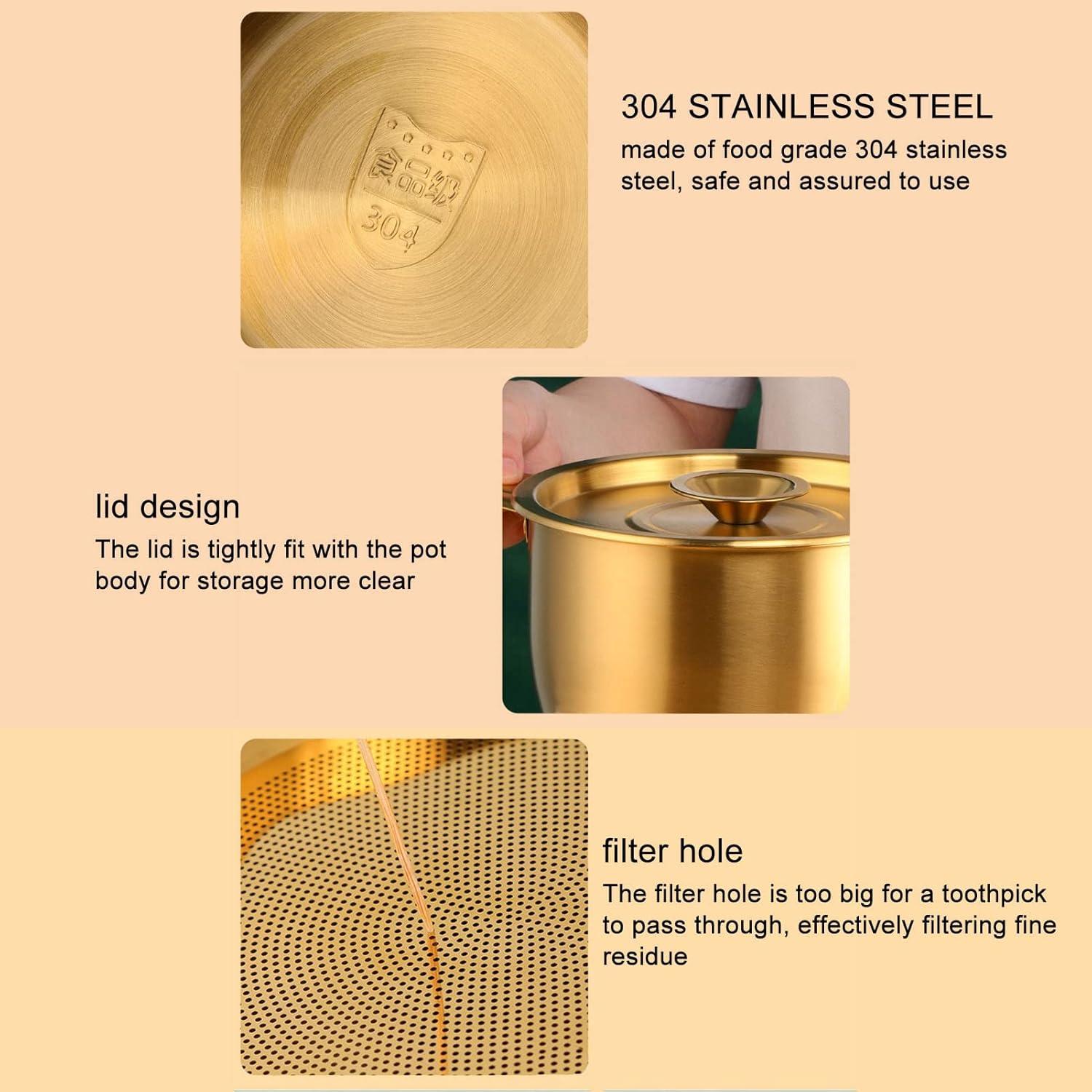 Olla de Filtro de Aceite Tomotato 2.8L Acero Inoxidable Dorado
