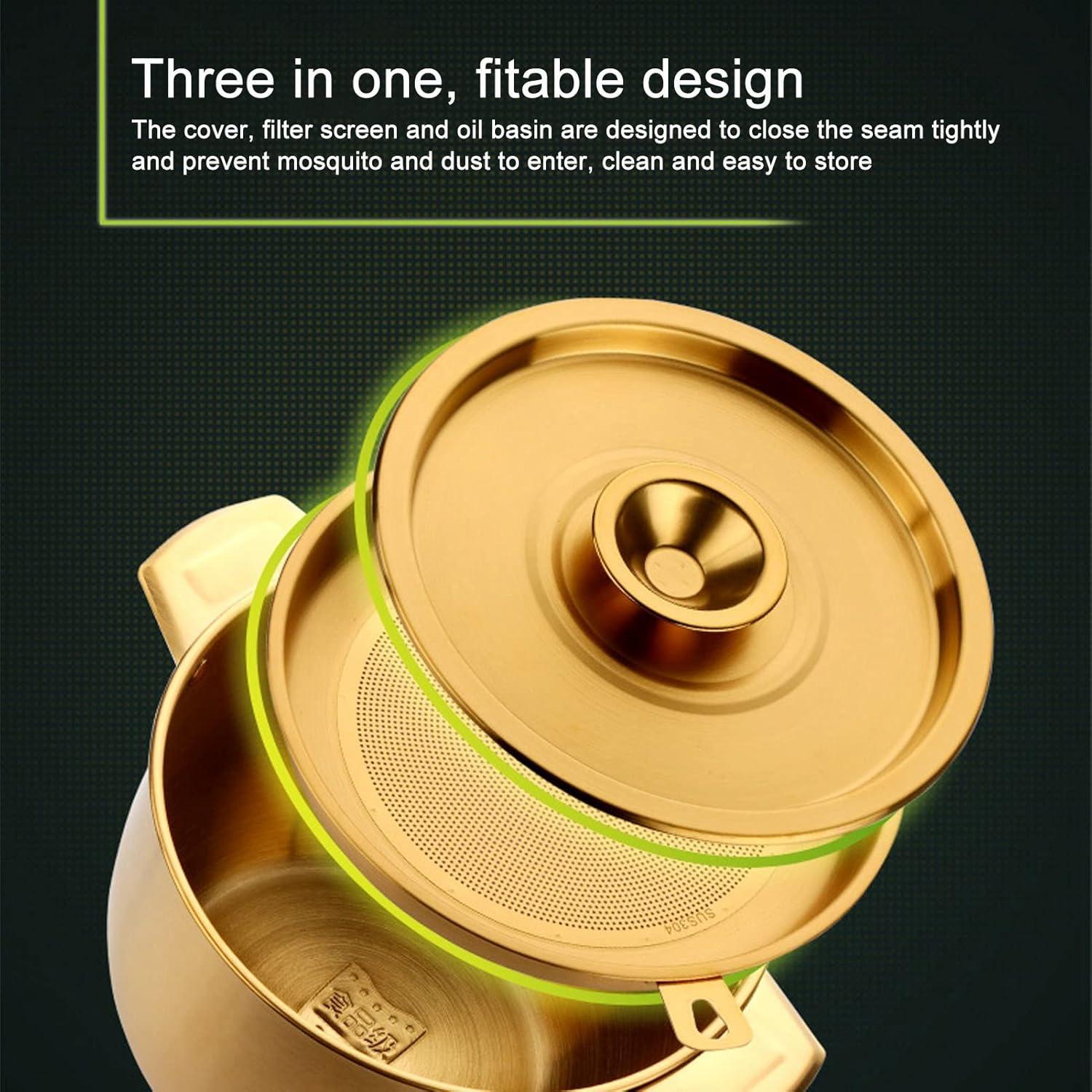 Olla de Filtro de Aceite Tomotato 2.8L Acero Inoxidable Dorado