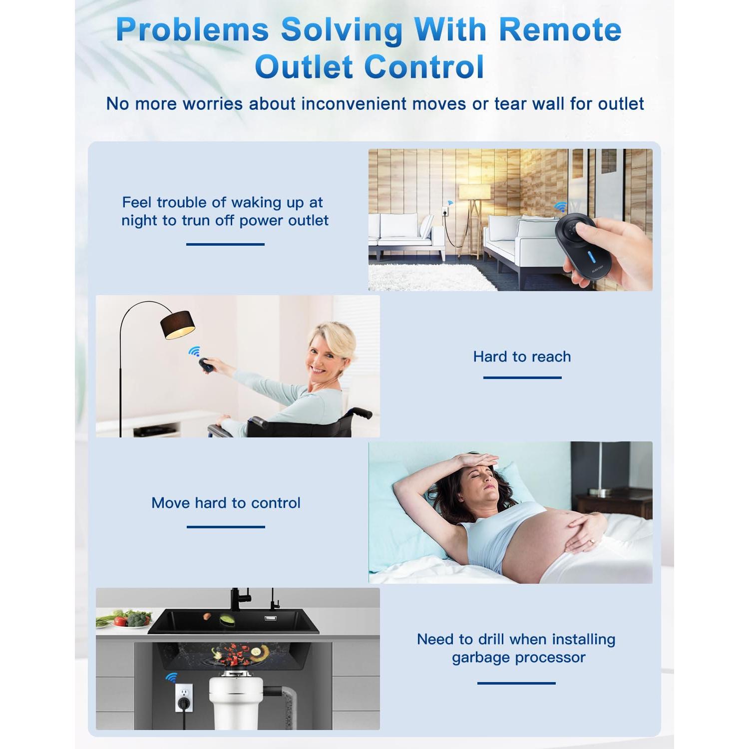 Enchufe Inalámbrico Control Remoto ELECTOP 15A 1500W Negro