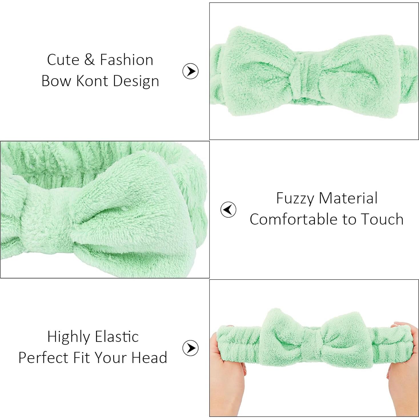 Cintas para la cabeza de spa 8 paquetes Verde y Rosa