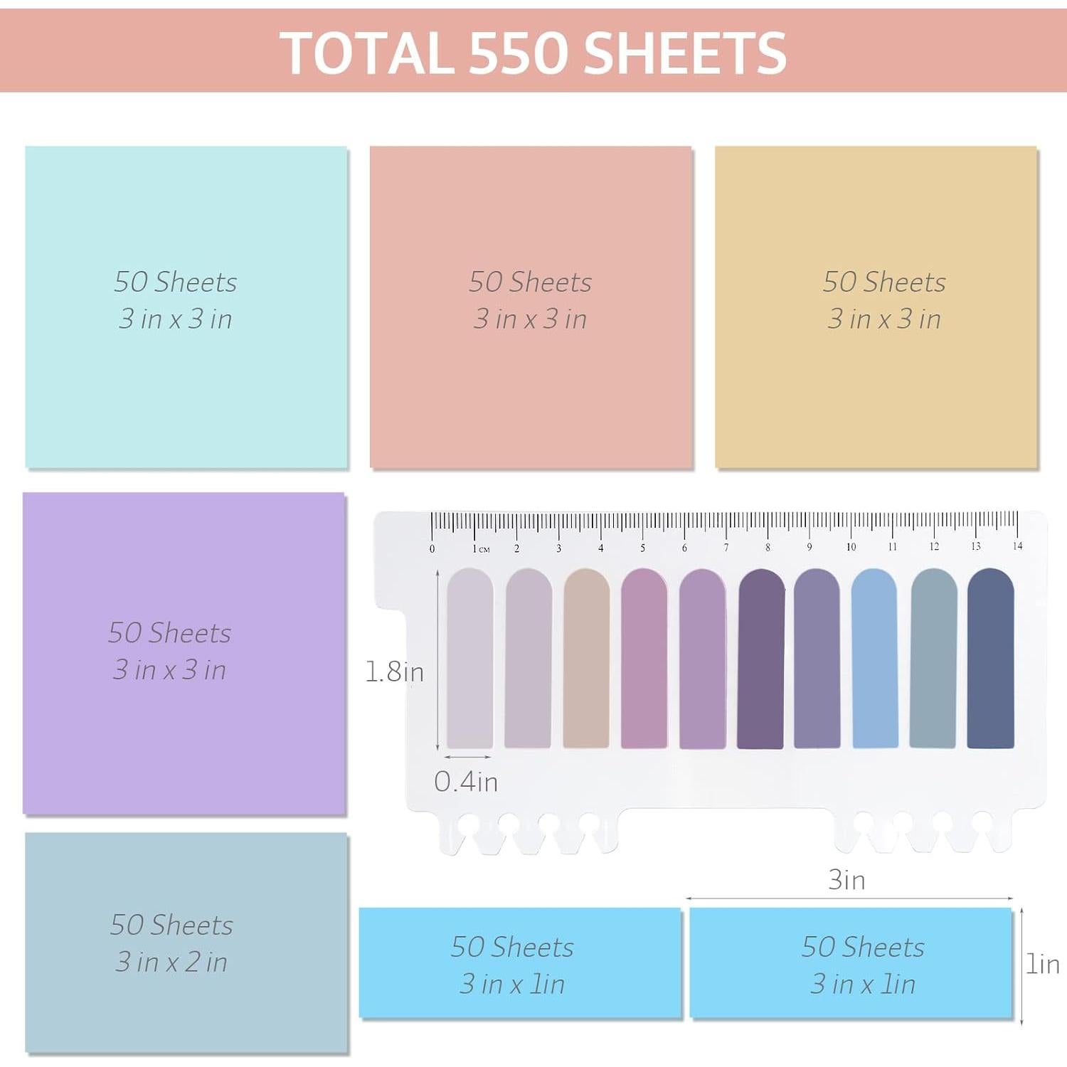 Notas Adhesivas Transparentes ONEDONE 550 Hojas Multicolor