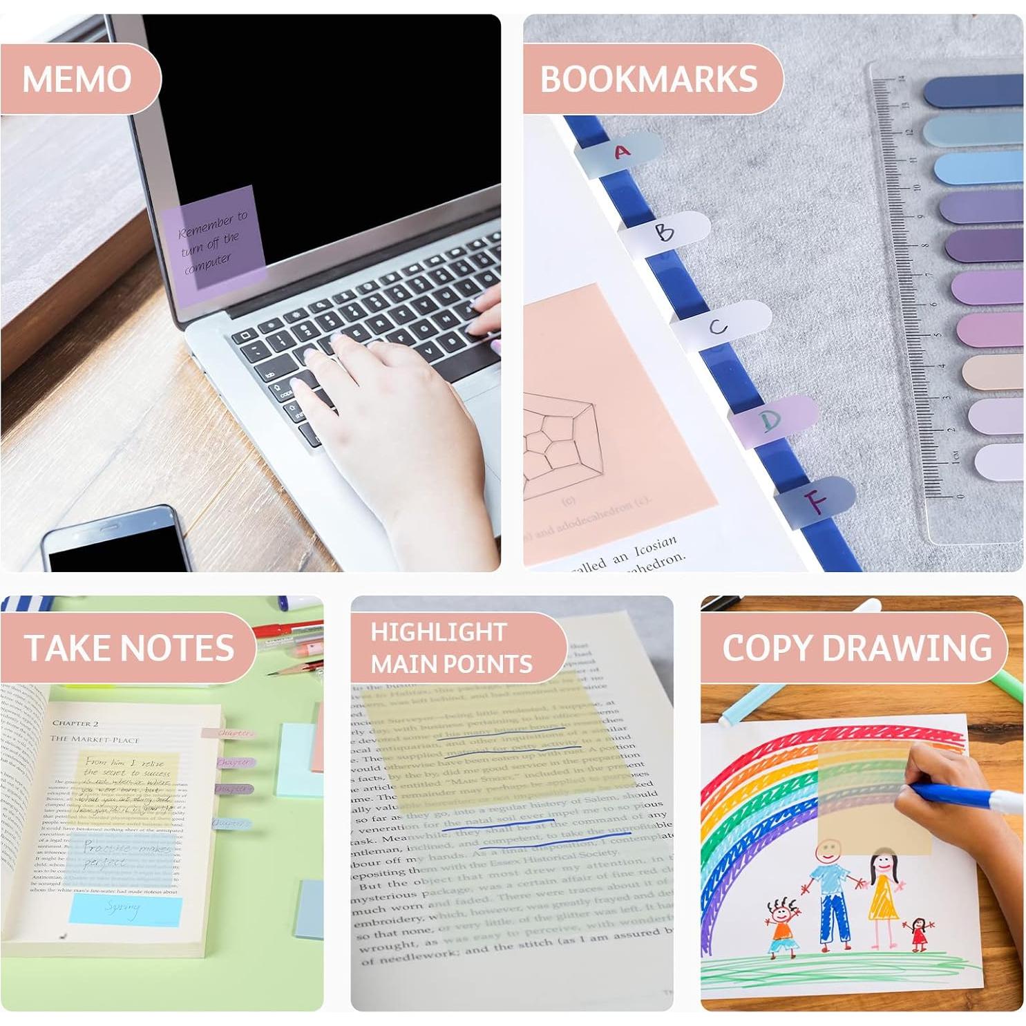 Notas Adhesivas Transparentes ONEDONE 550 Hojas Multicolor