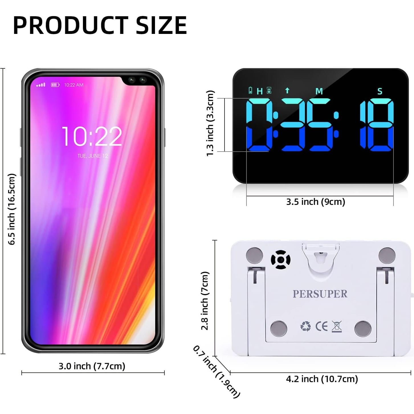 Temporizador Digital de Cocina PERSUPER 5" Recargable LED