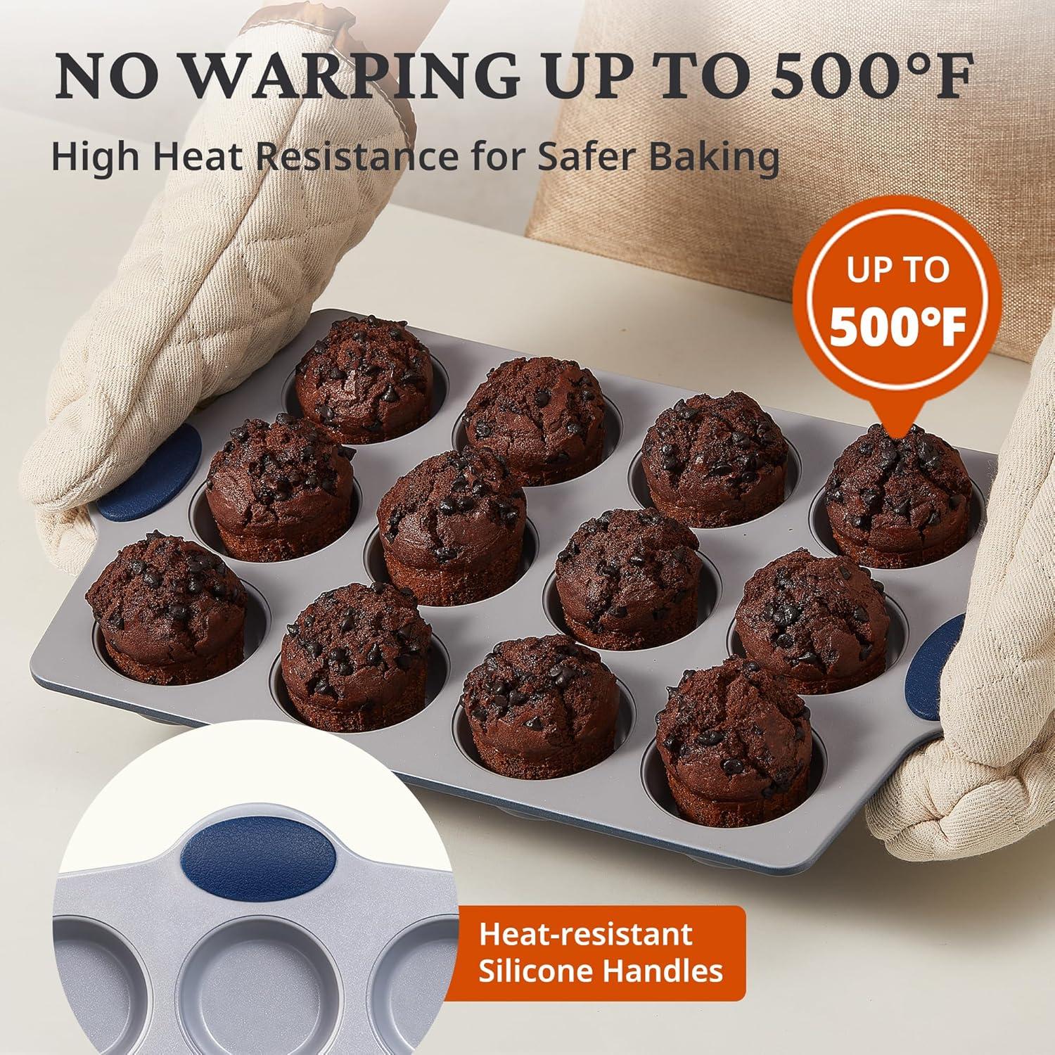 Sartén de Muffin BRONYPRO 12 Tazas Cerámica Antiadherente Azul