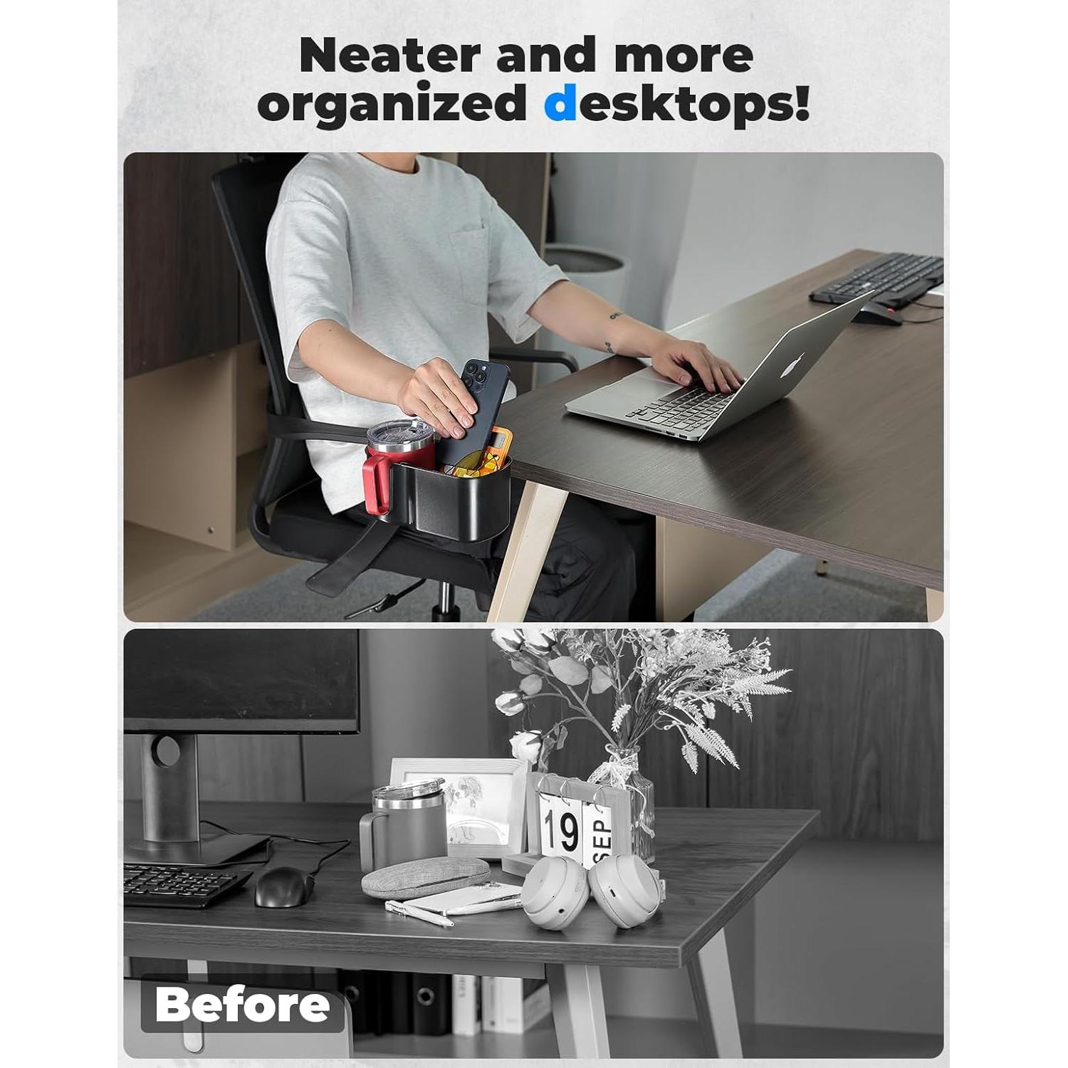 Soporte para Taza de Escritorio KEMIMOTO Negro, 3 Compartimentos