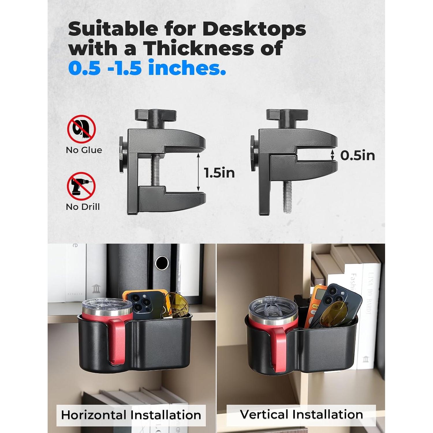 Soporte para Taza de Escritorio KEMIMOTO Negro, 3 Compartimentos