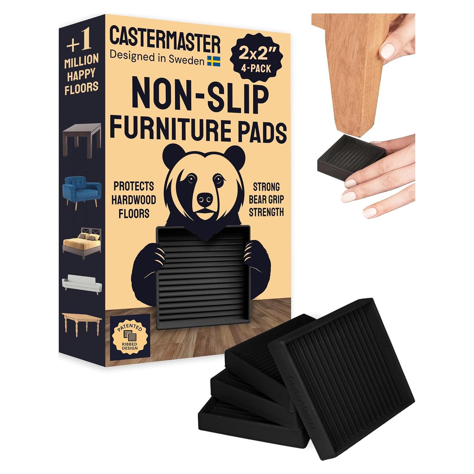 Cojines Antideslizantes CasterMaster 5x5 cm Negro - Paquete de 4