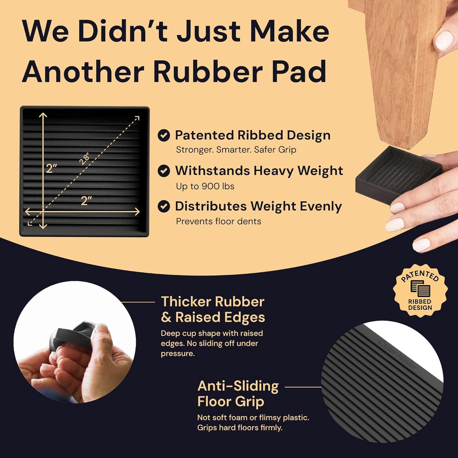 Cojines Antideslizantes CasterMaster 5x5 cm Negro - Paquete de 4