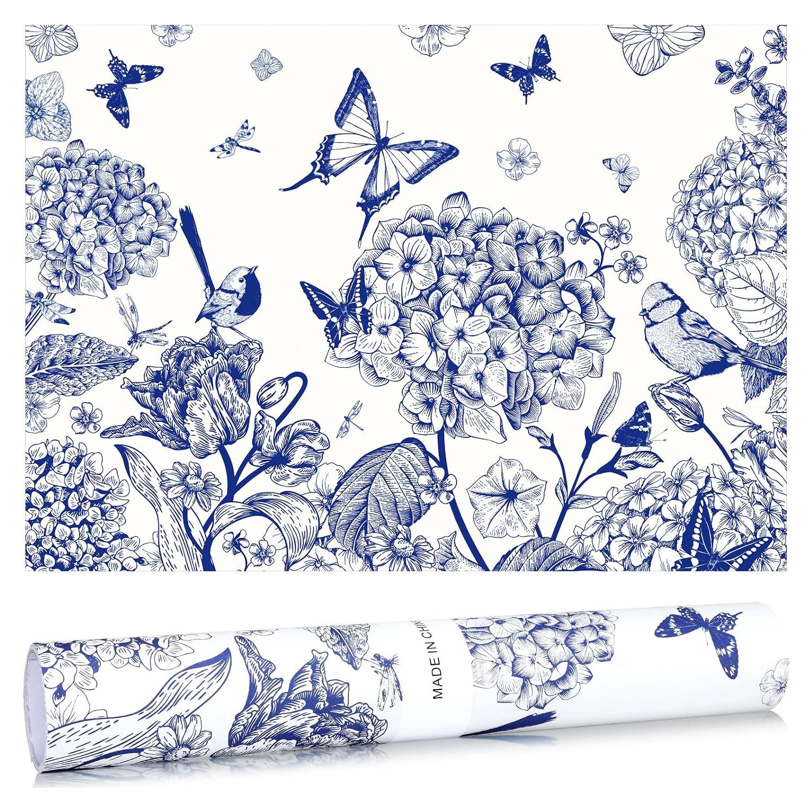 10 Hojas Forros Aromatizados Gersoniel Lino Mariposa Azul 49.5x35.6cm