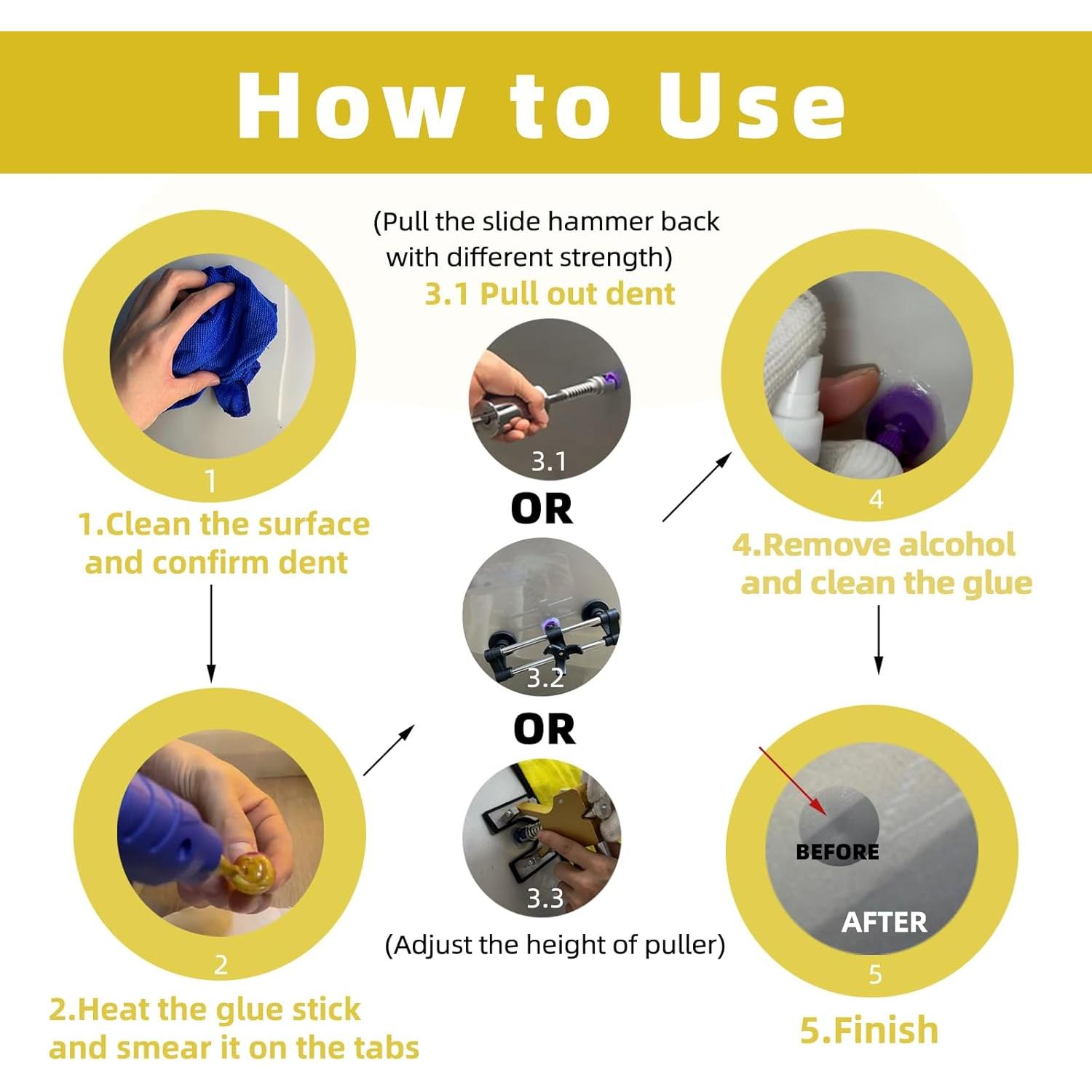 Kit de herramientas Chymogul ZL108 para reparación de abolladuras