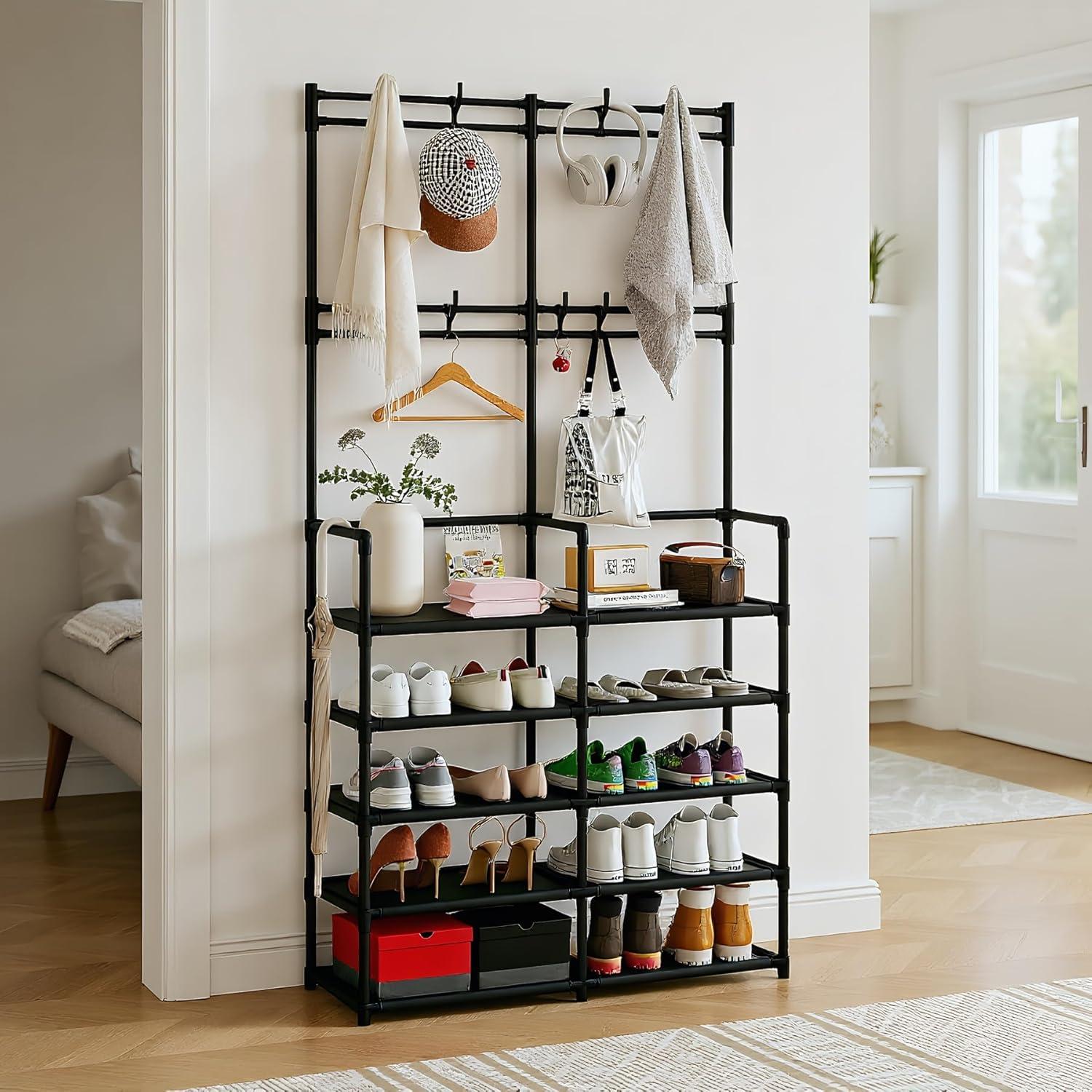 Perchero UDEAR de 5 Niveles con Ganchos, Organizador Negro