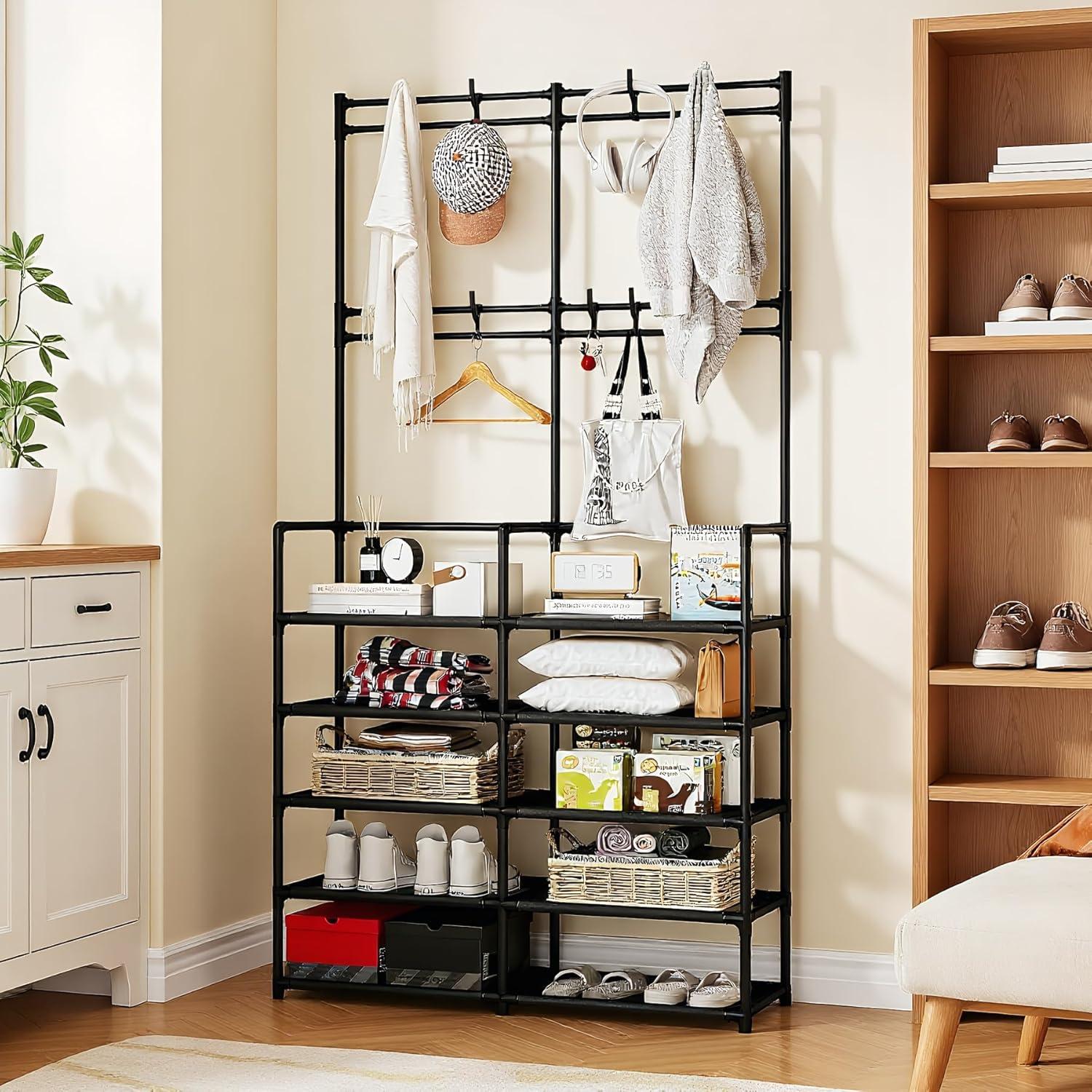 Perchero UDEAR de 5 Niveles con Ganchos, Organizador Negro