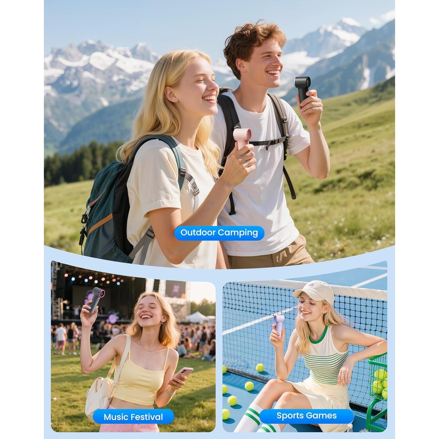 Ventilador de Mano Gaiatop Mini Turbo 4000mAh 15h Negro