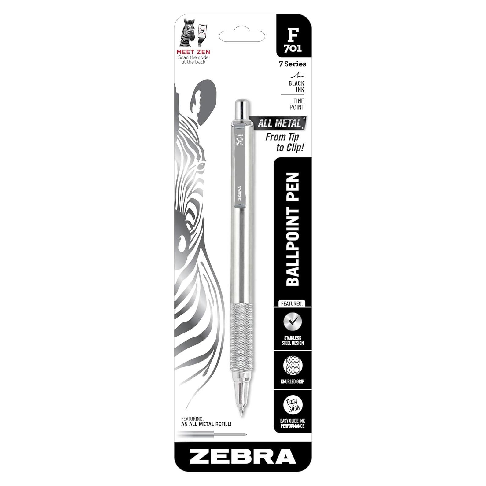 Bolígrafo retráctil Zebra Pen F-701 acero inoxidable 0.5mm