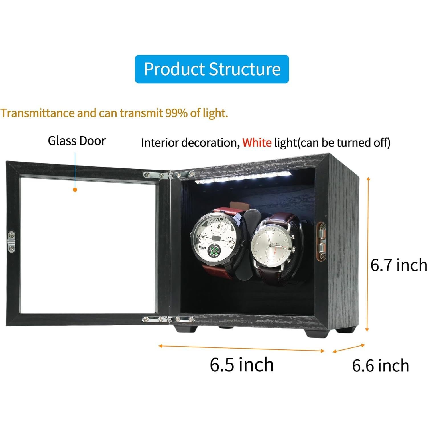 Enrollador automático de relojes ORYX para 2 relojes con luz LED