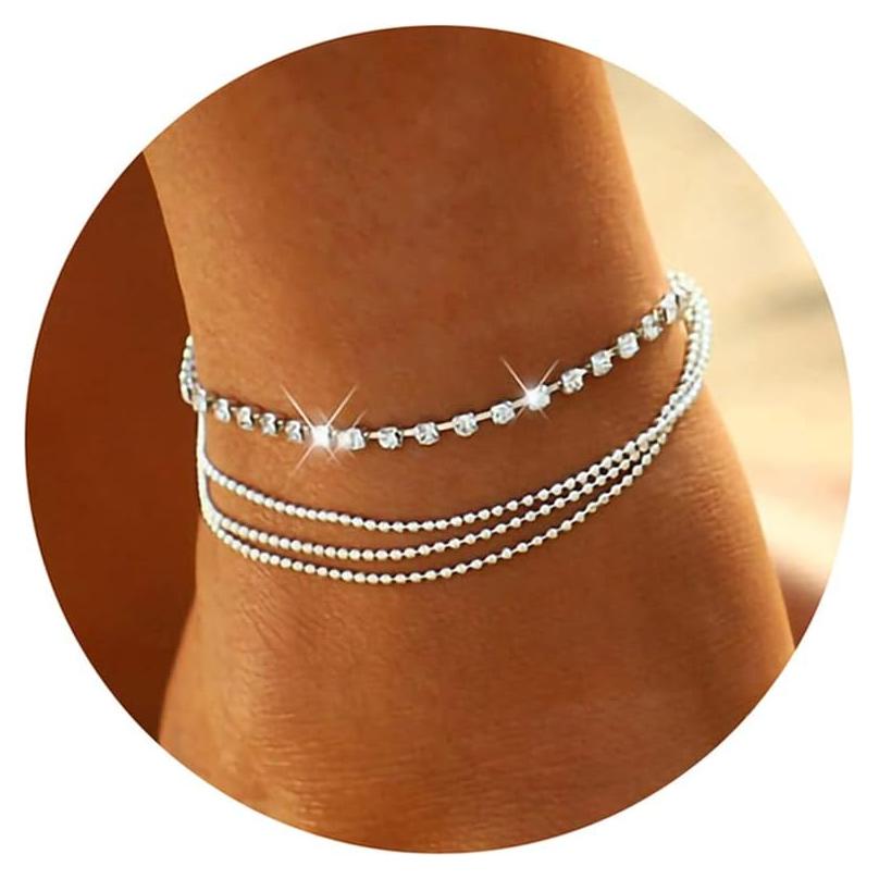 Pulsera de Tobillo de Corazón Fesciory con Rhinestones 21cm