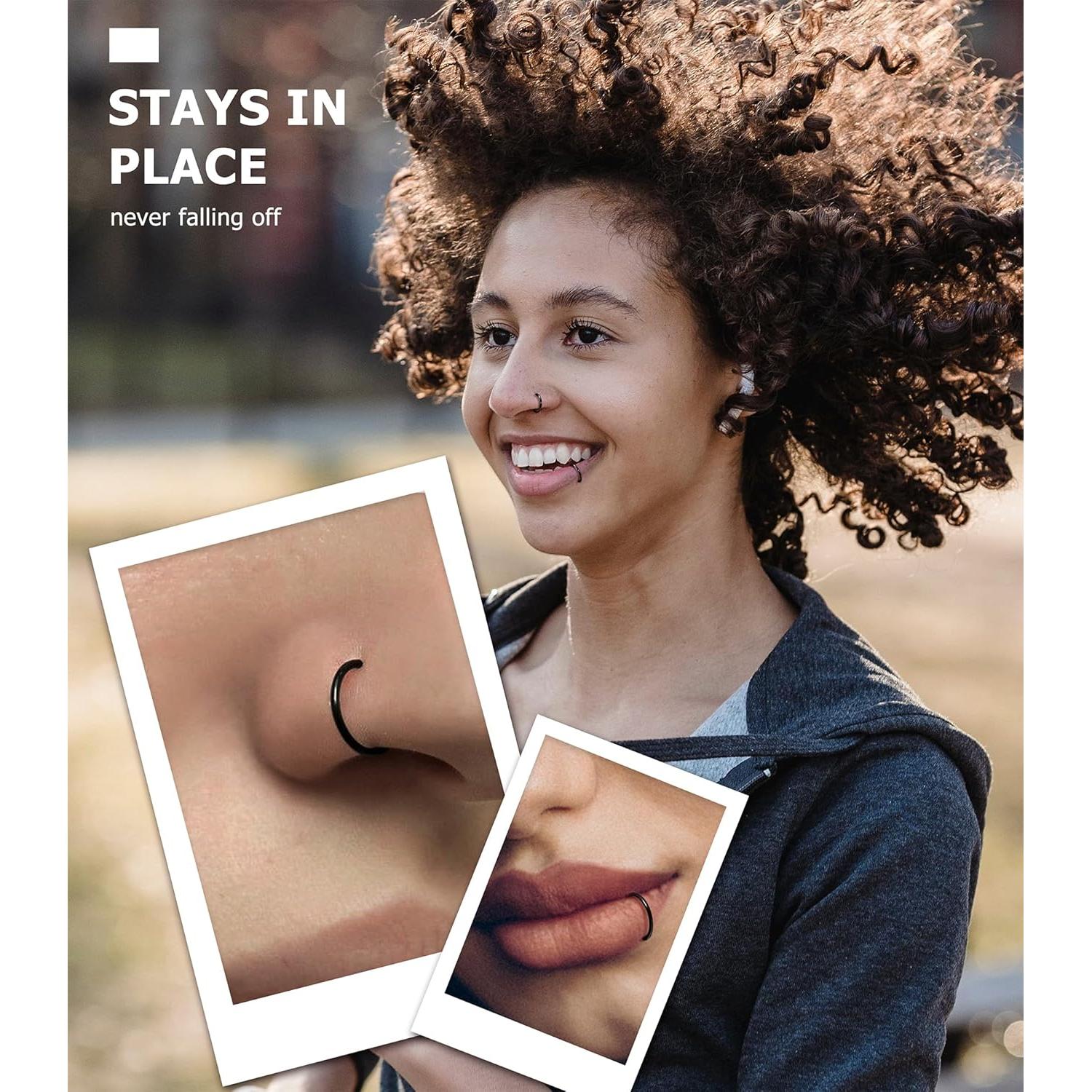 BodyBonita 9 Piezas Aros de Nariz 316L Acero Quirúrgico Hipoalergénico