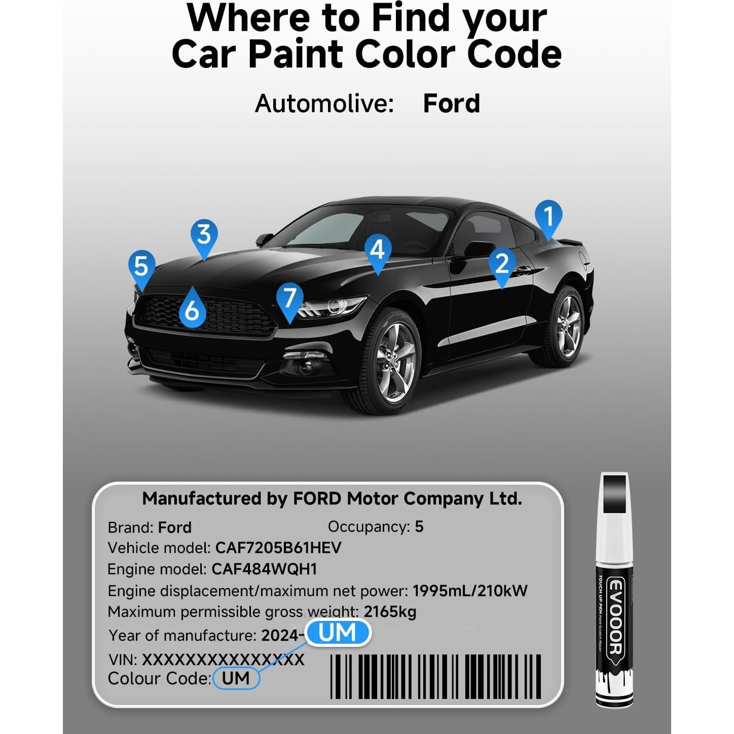 Pintura de Retoque Metálica Negra Ágata UM EVOOOR 12 ml