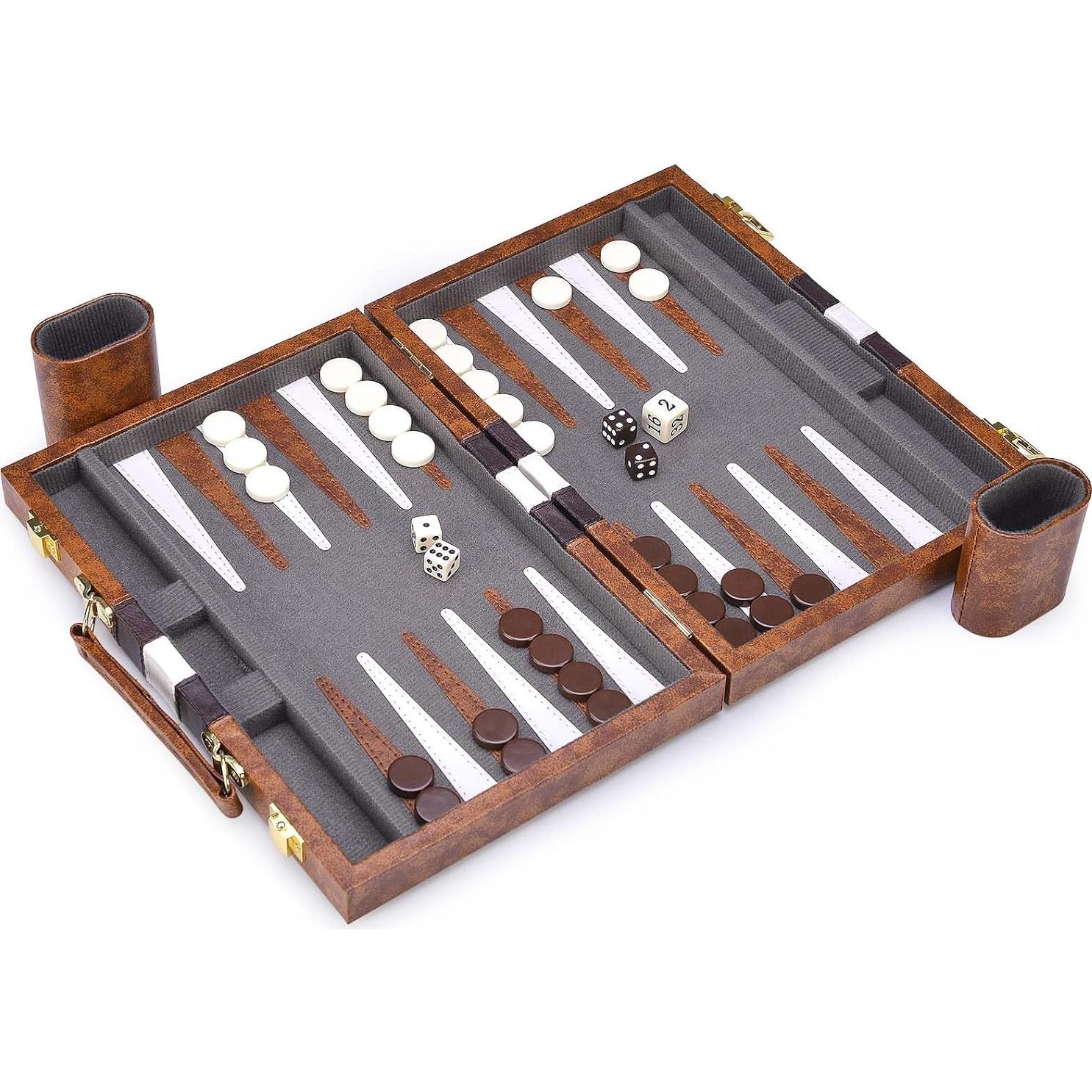 Juego de Damas AMEROUS Plegable 11" con Funda de Cuero