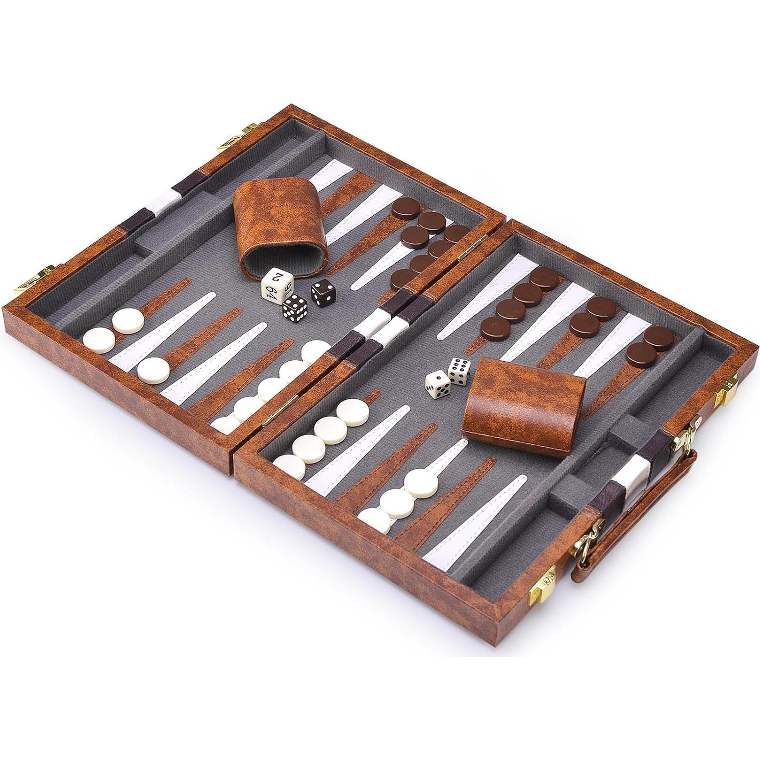 Juego de Damas AMEROUS Plegable 11" con Funda de Cuero