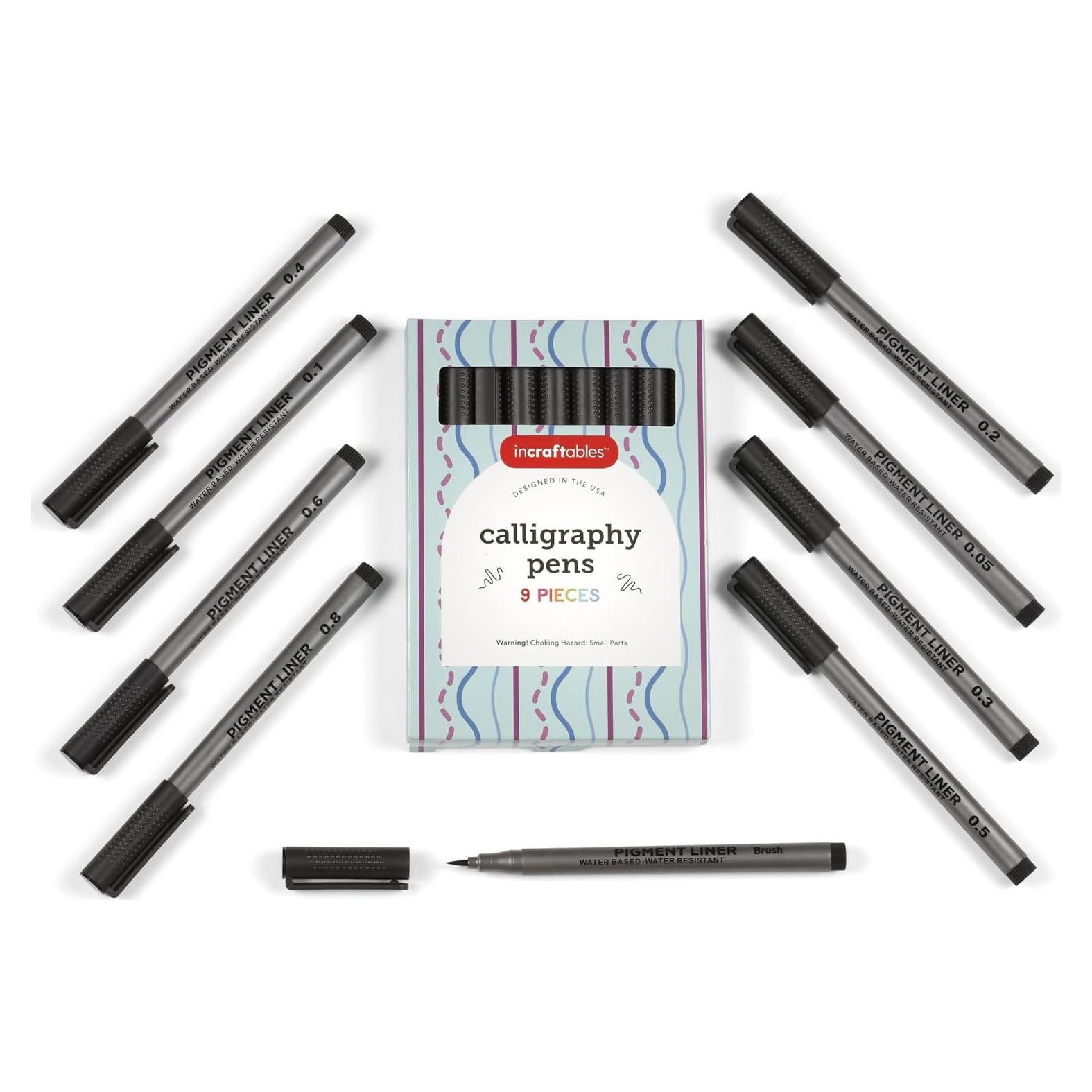 Set de Marcadores de Caligrafía Incraftables - 9 Puntas Chisel Negras