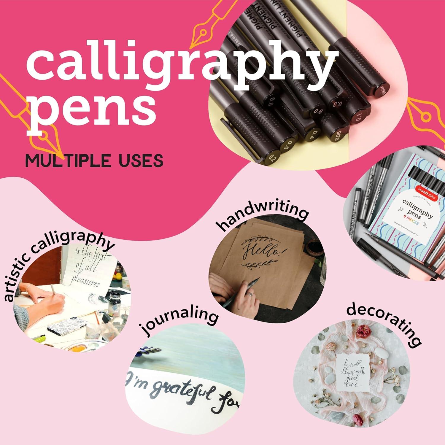 Set de Marcadores de Caligrafía Incraftables - 9 Puntas Chisel Negras