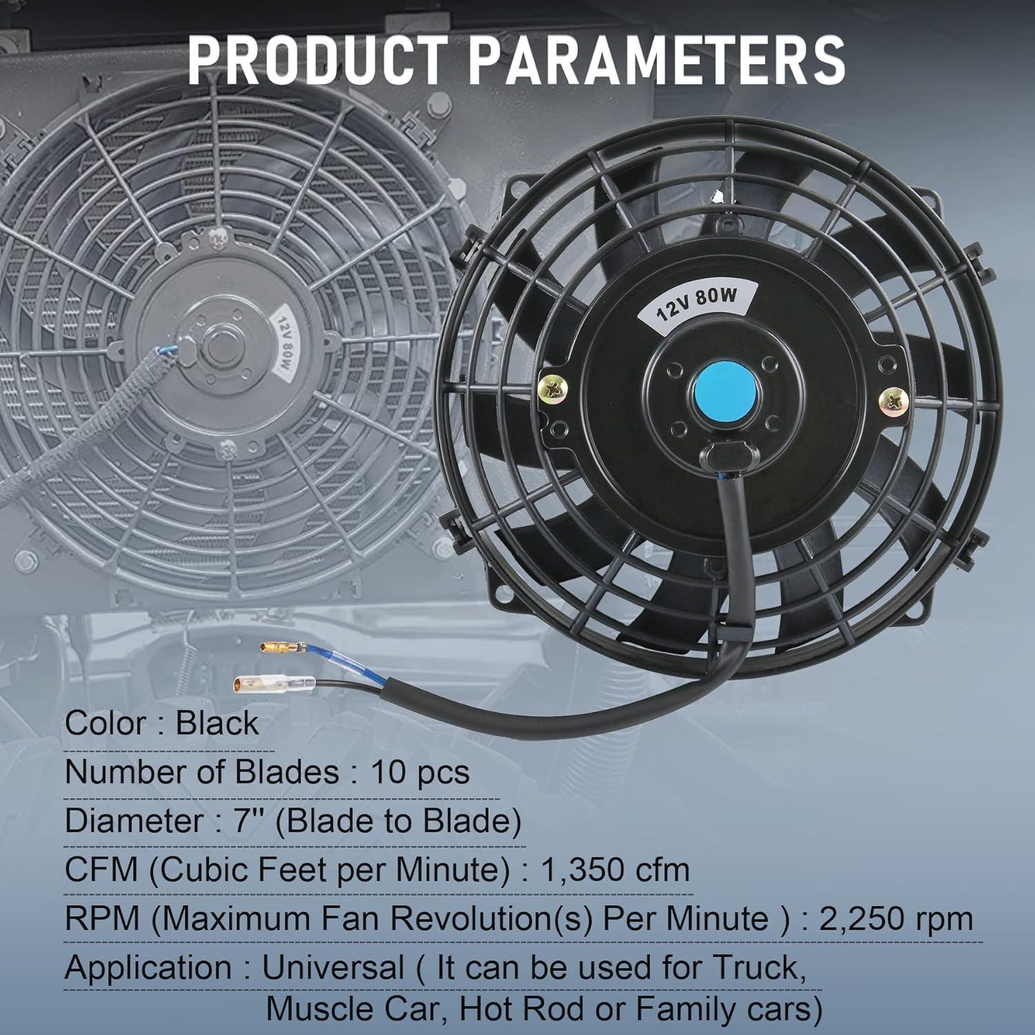 Ventilador Eléctrico de Radiador JDMSPEED 7" Negro 10 Aspas