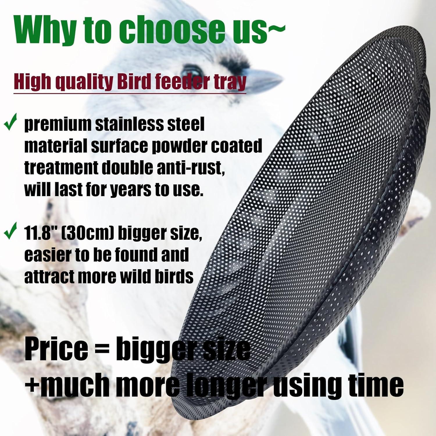 Bandeja de Comedero para Aves Colgante CQAIRIOU 30 cm Acero Inoxidable