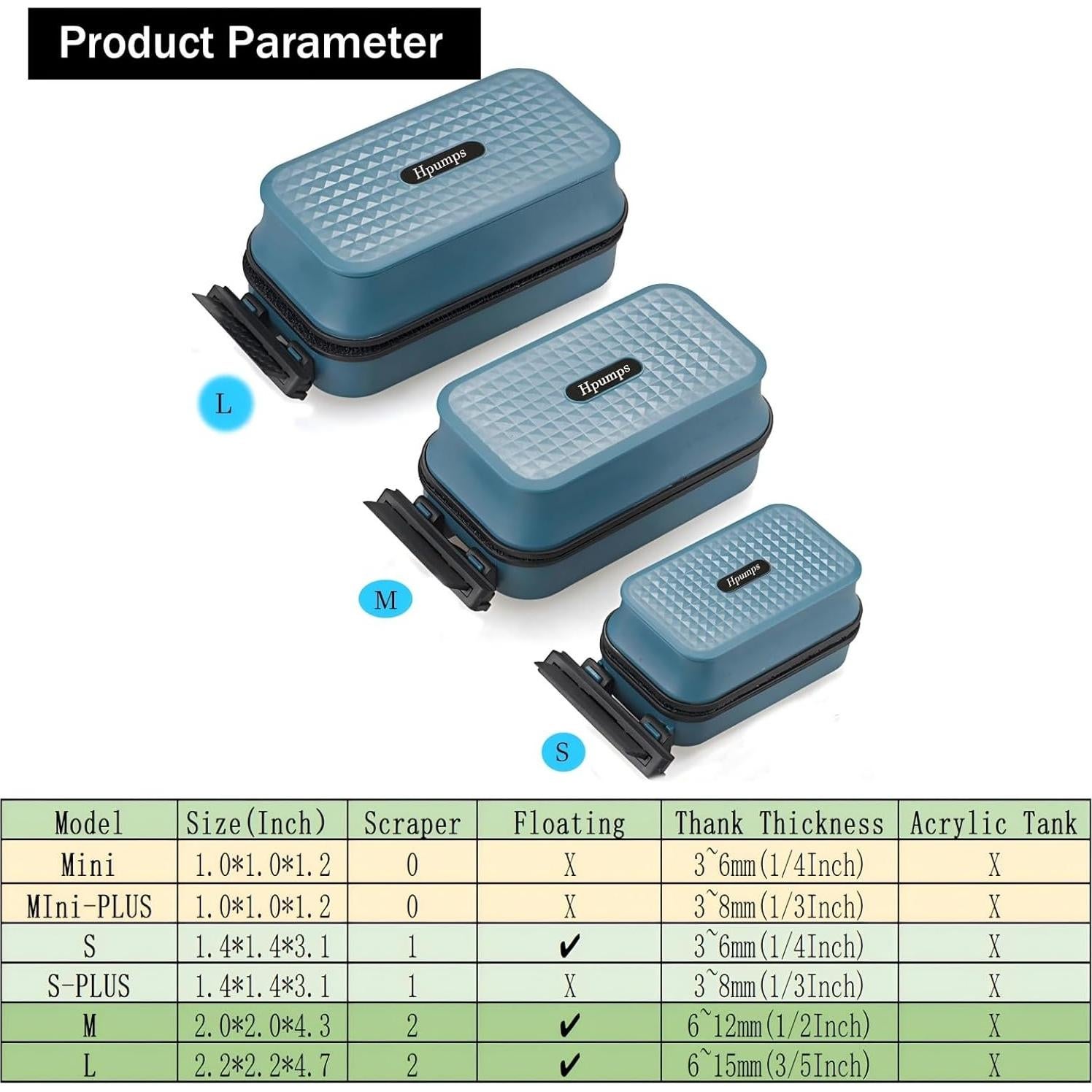 Limpiador Magnético de Acuario Hpumps 3.6x7.9cm Sin Flotación