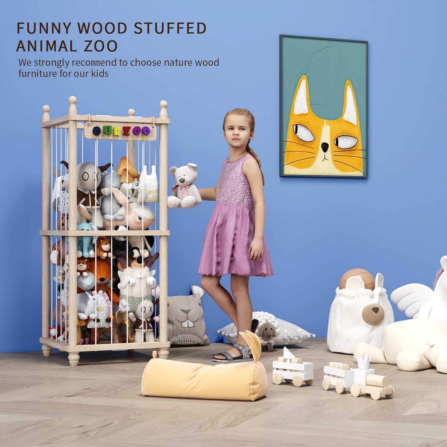 Organizador de Almacenamiento de Peluches Tdymzdw - Madera Natural (L)