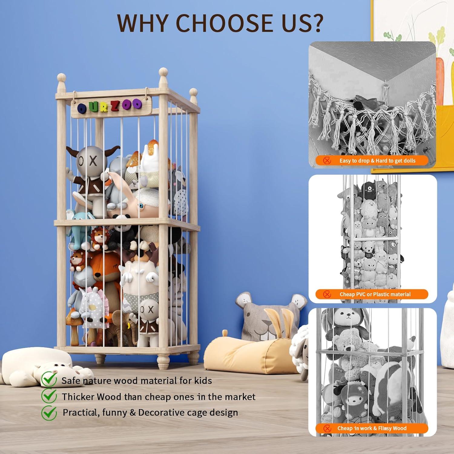 Organizador de Almacenamiento de Peluches Tdymzdw - Madera Natural (L)