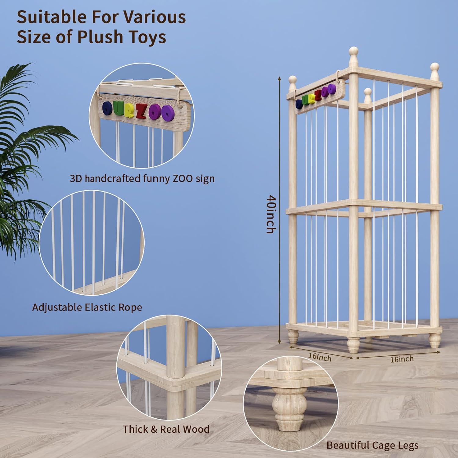 Organizador de Almacenamiento de Peluches Tdymzdw - Madera Natural (L)