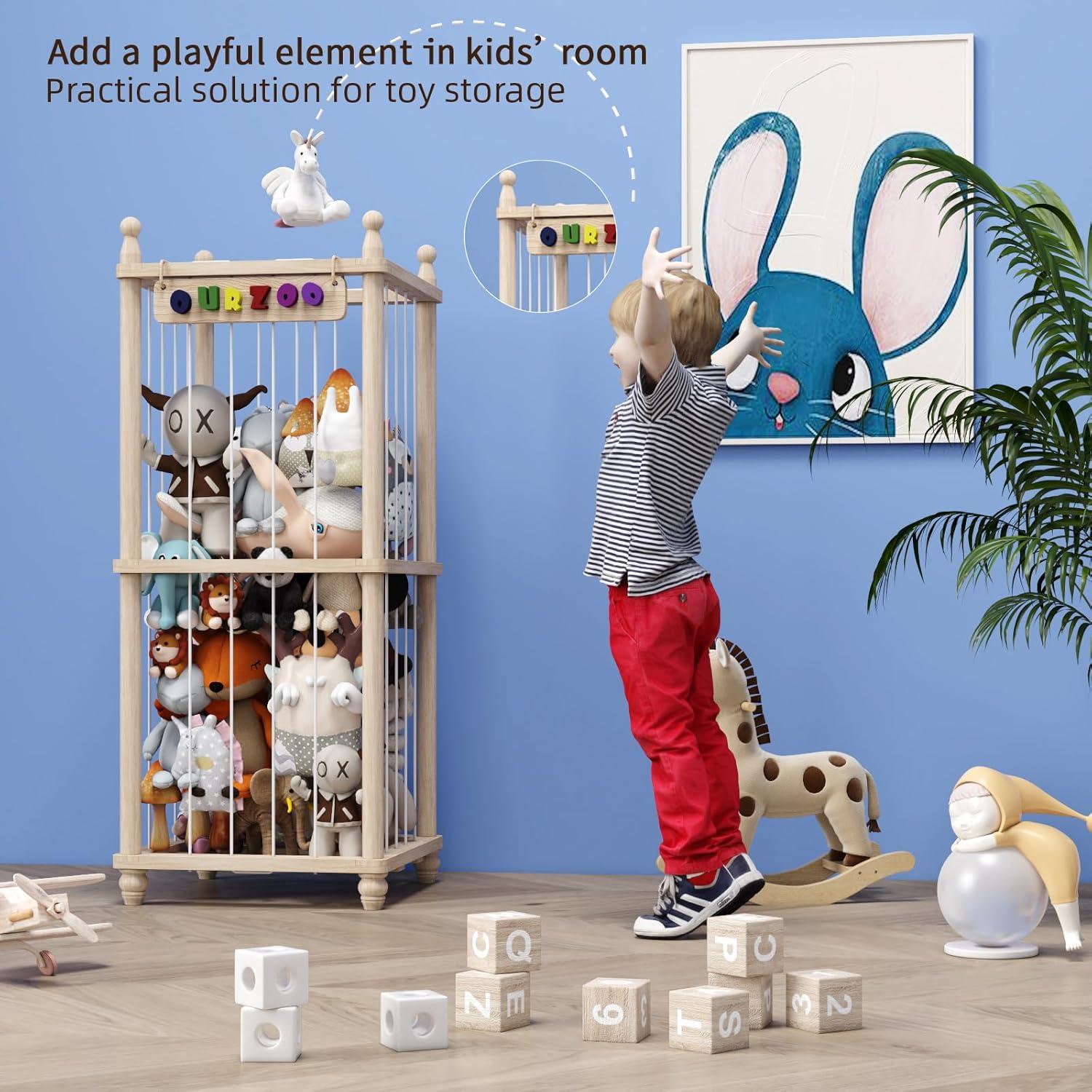 Organizador de Almacenamiento de Peluches Tdymzdw - Madera Natural (L)