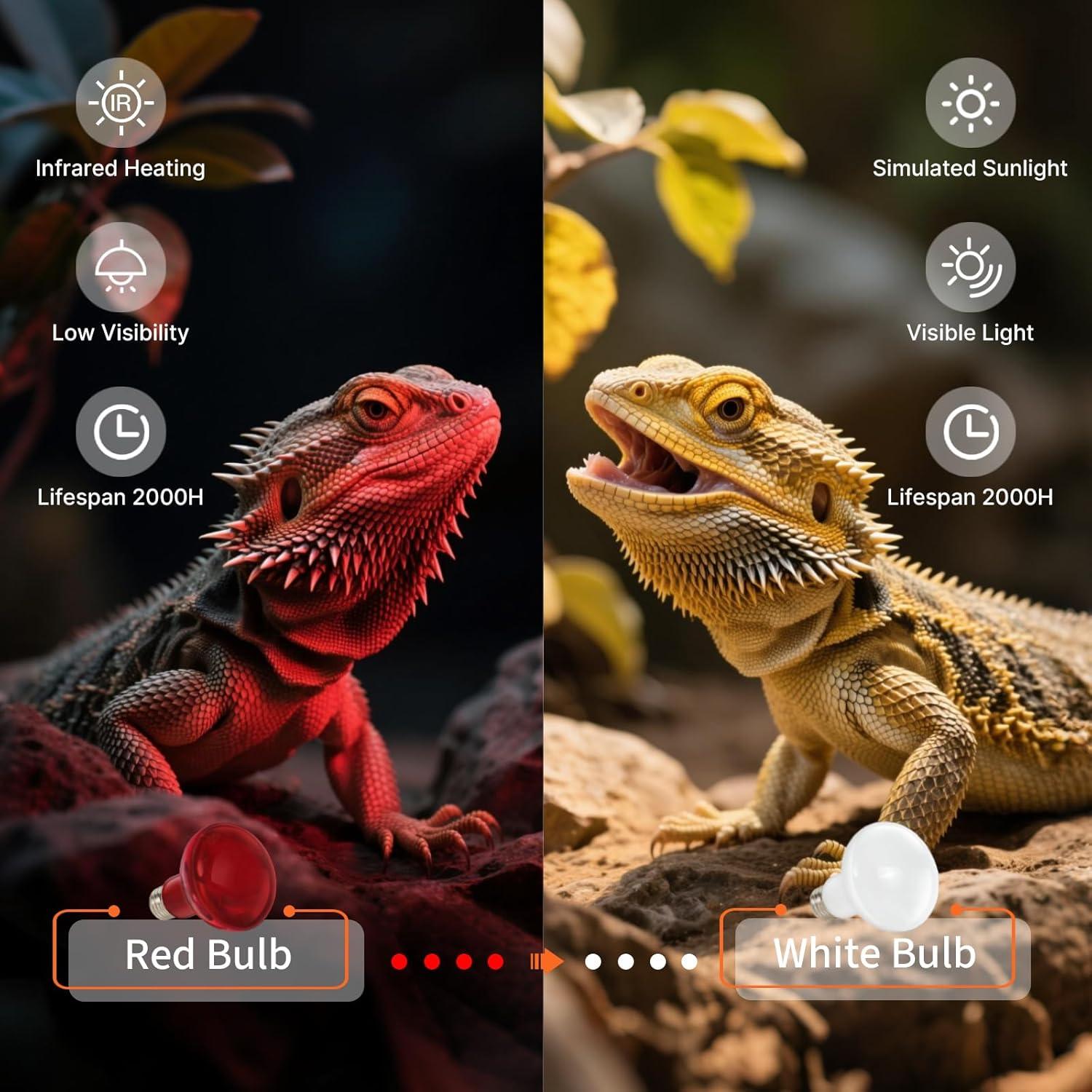 Bombilla de Calor Roja 75W ALAMPEVER para Reptiles E26 - 2 Paquete