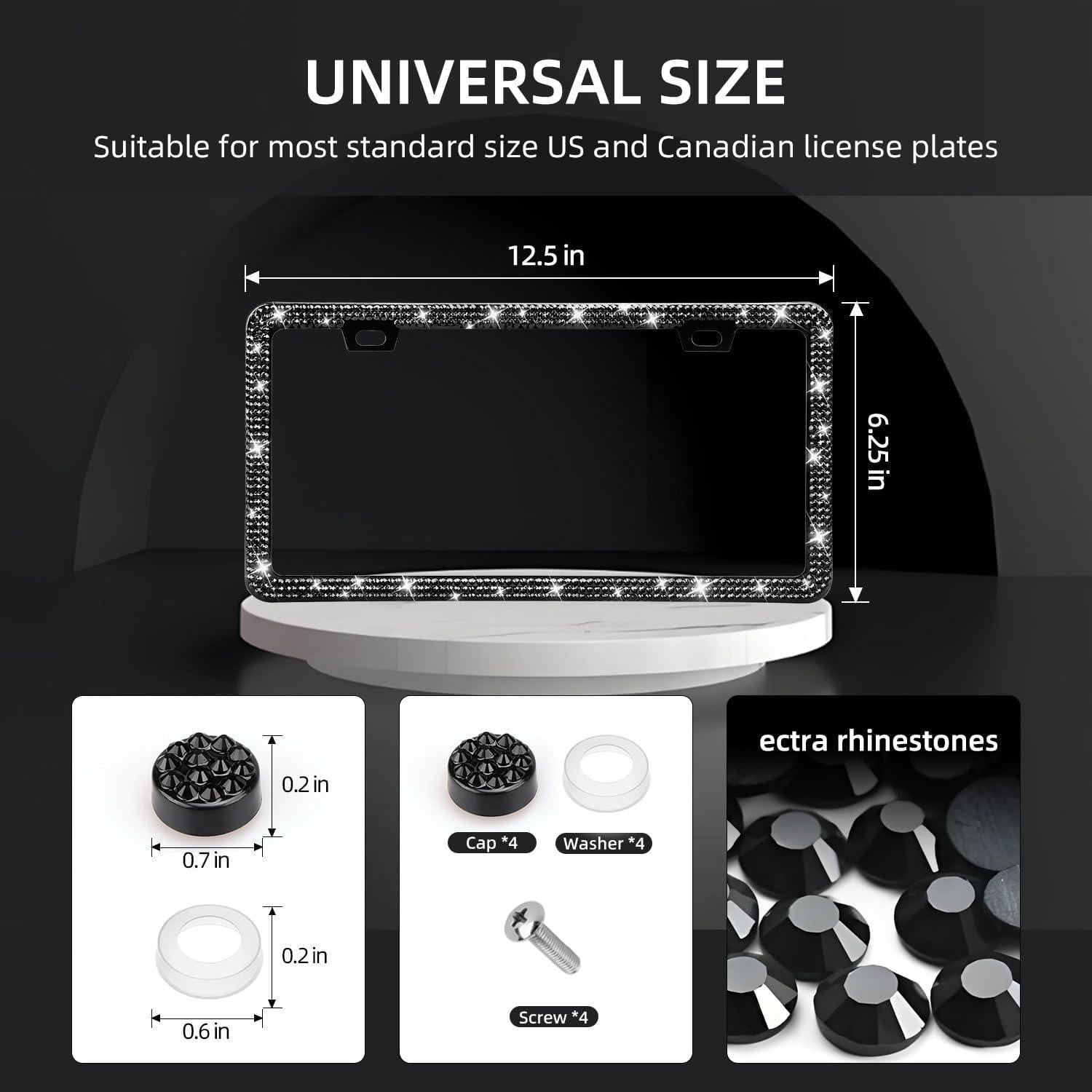 Marco de Placa de Licencia Brillante EWBN - Acero Inoxidable Negro