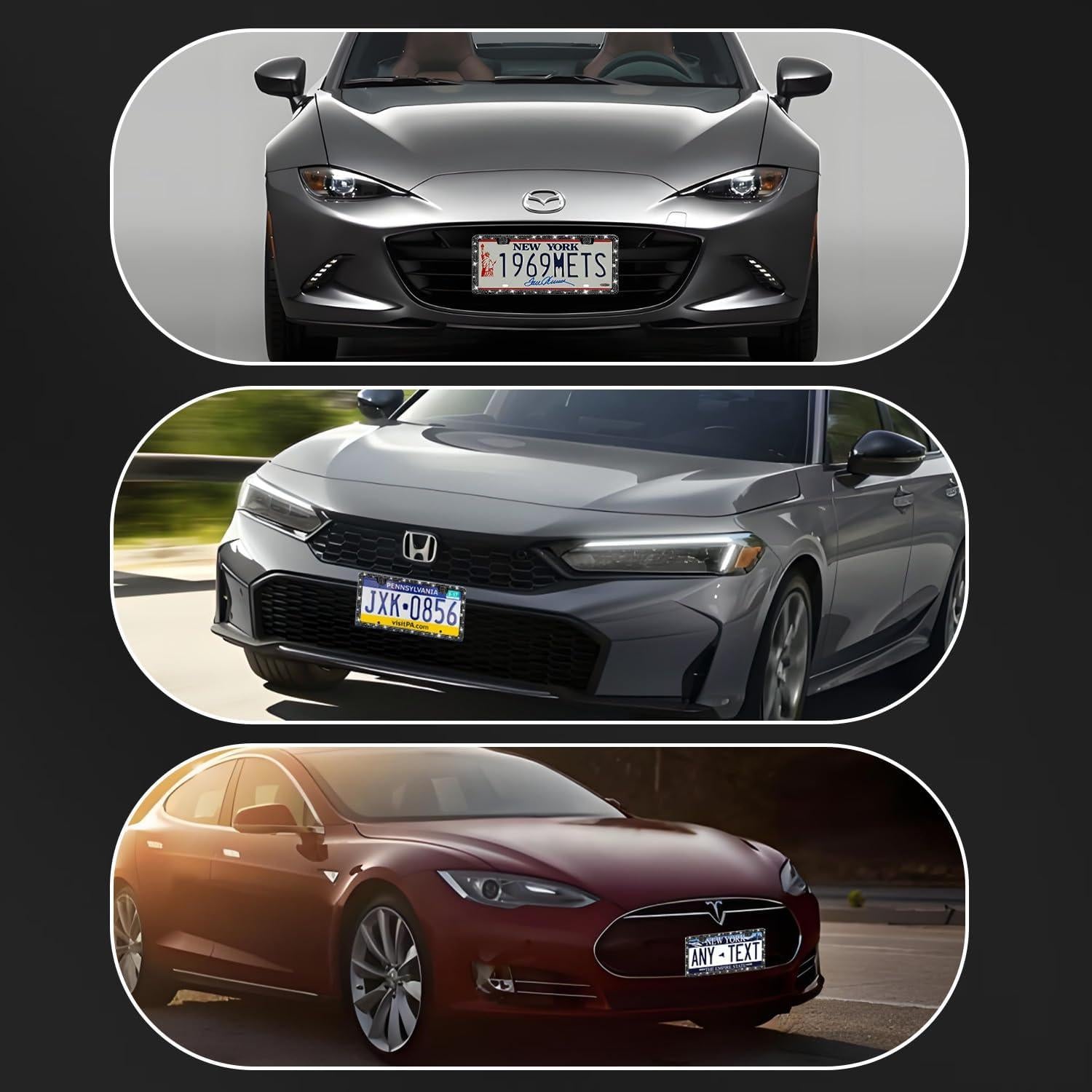 Marco de Placa de Licencia Brillante EWBN - Acero Inoxidable Negro