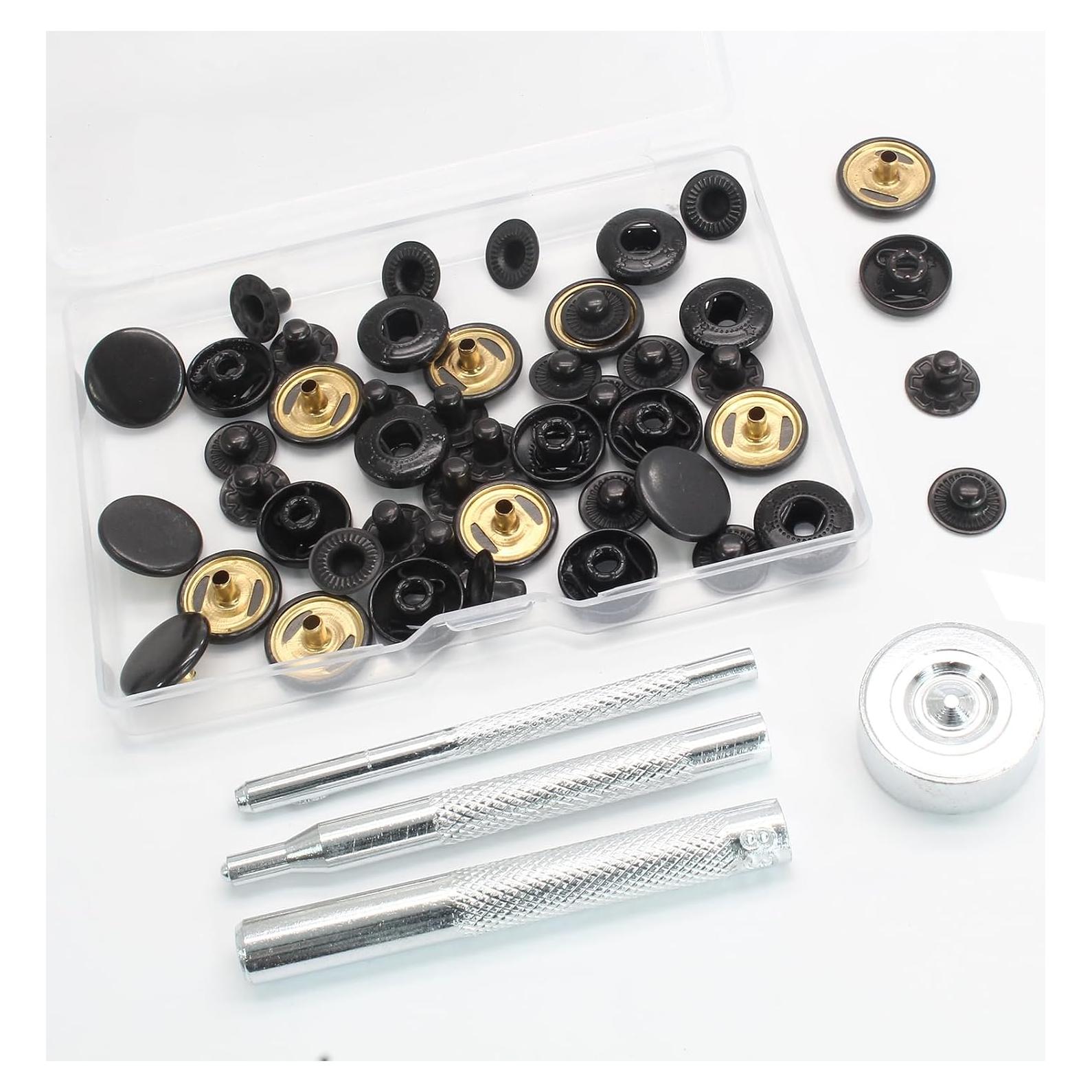 Kit de Sujetadores a Presión Coufce 15mm Metal Negro - 15 Sets