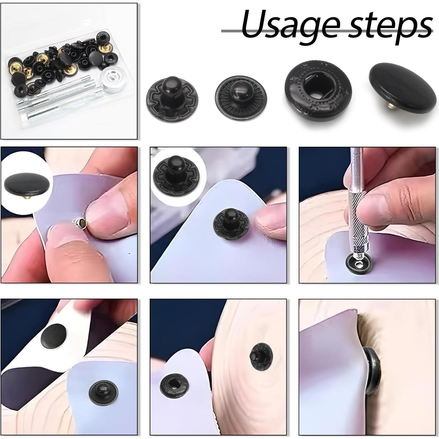 Kit de Sujetadores a Presión Coufce 15mm Metal Negro - 15 Sets