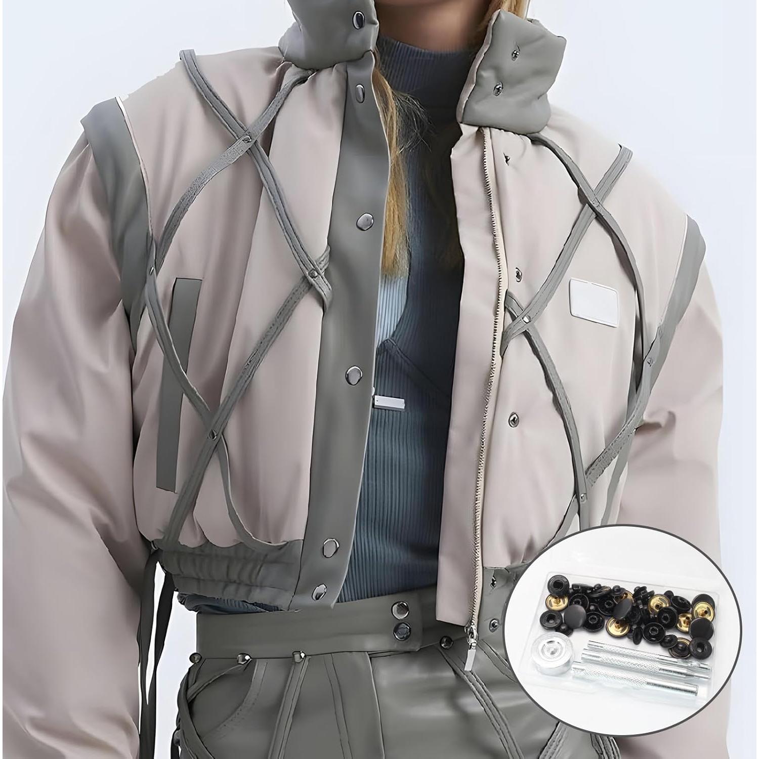 Kit de Sujetadores a Presión Coufce 15mm Metal Negro - 15 Sets