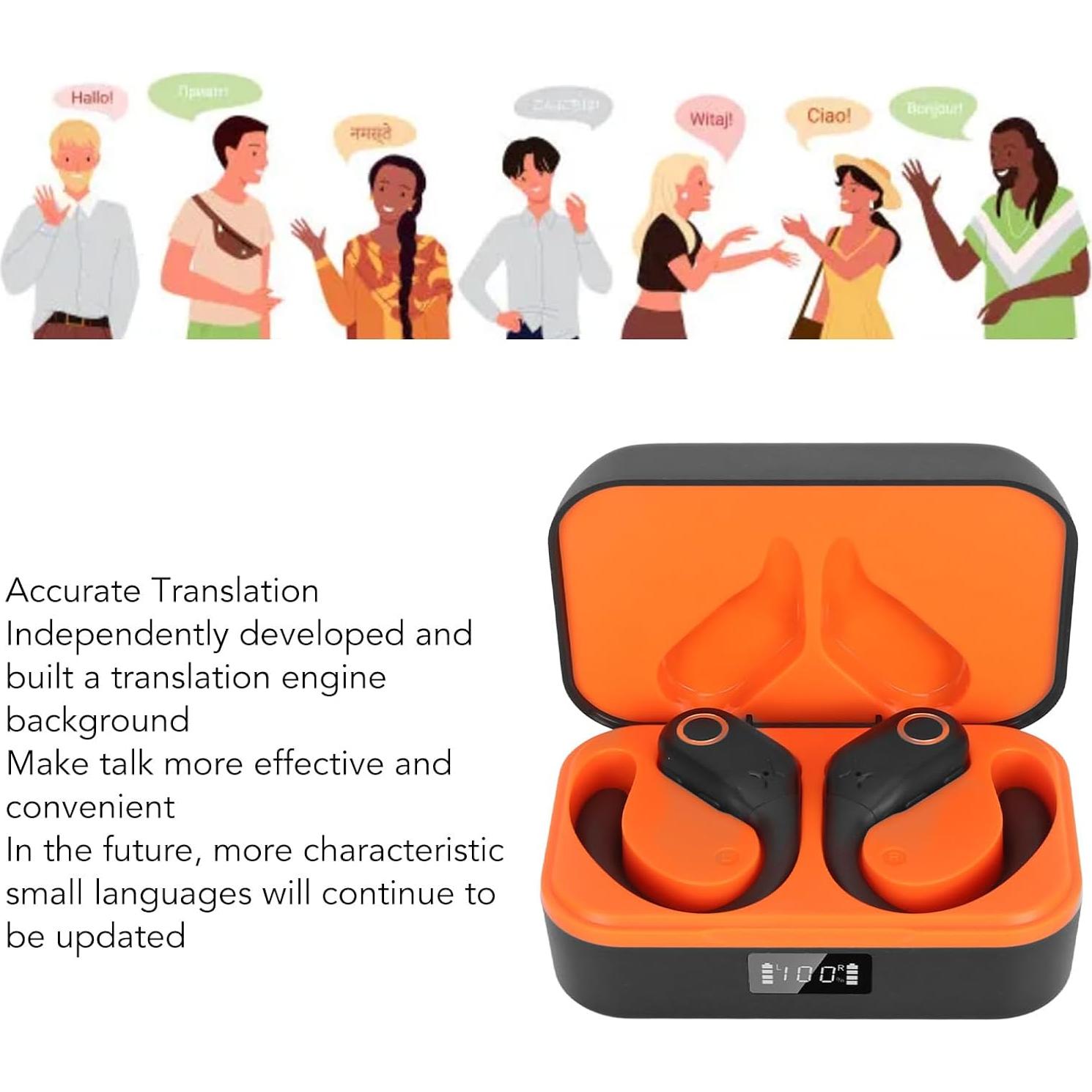 Auriculares Traductores Bluetooth EBTOOLS 74 Idiomas Negro